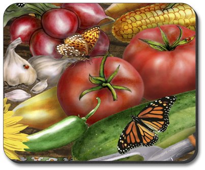 Fall Harvest Themed Art Plates Mouse Pad - Non-Slip Rubber Base, Perfect for Office, Gaming & Home Computer Use
