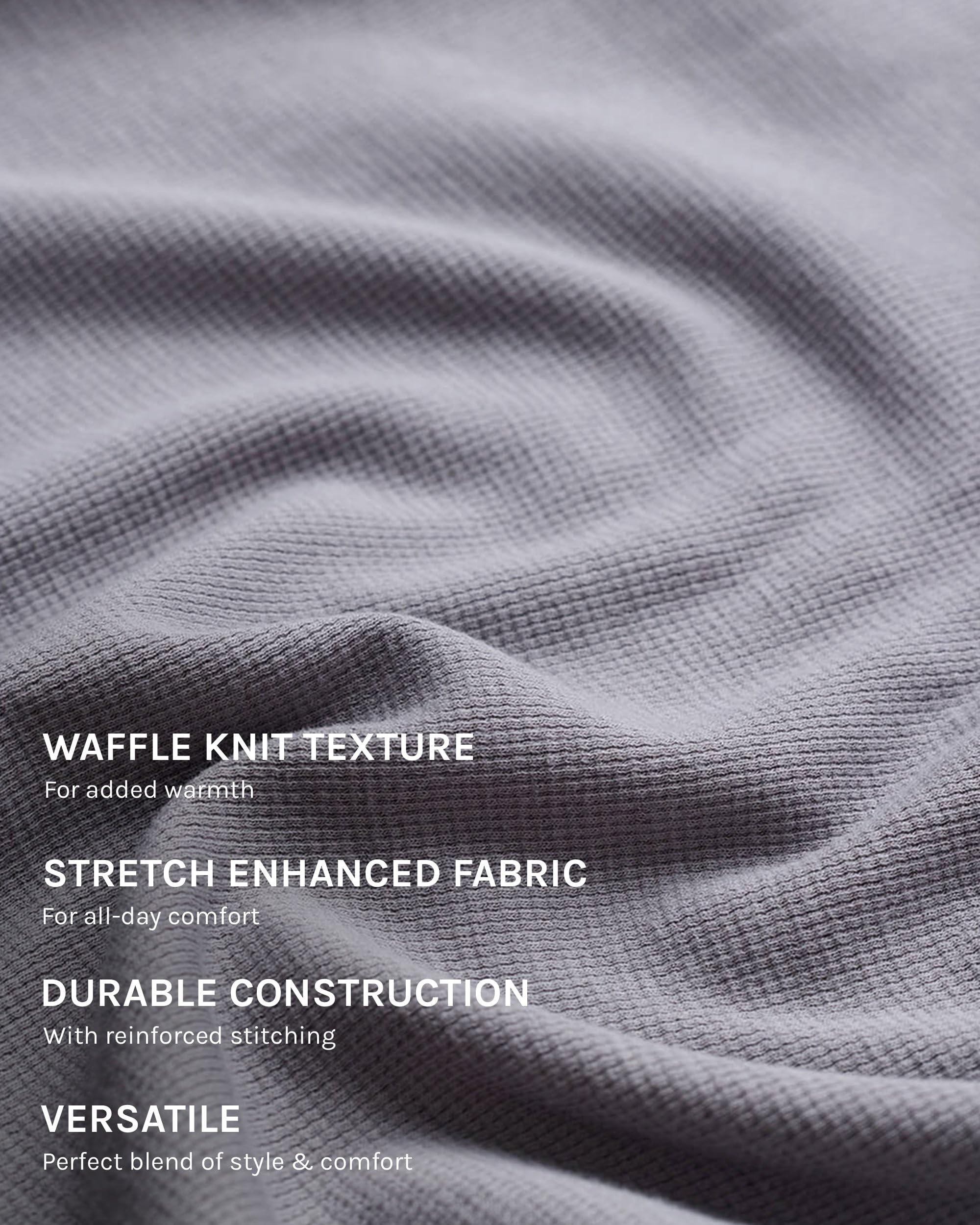 Premium Men's Long Sleeve Waffle Knit Thermal Shirt - Crew Neck, Sizes S-4XL | INTO THE AM Warm Winter Base Layer for Outdoor Activities & Layering