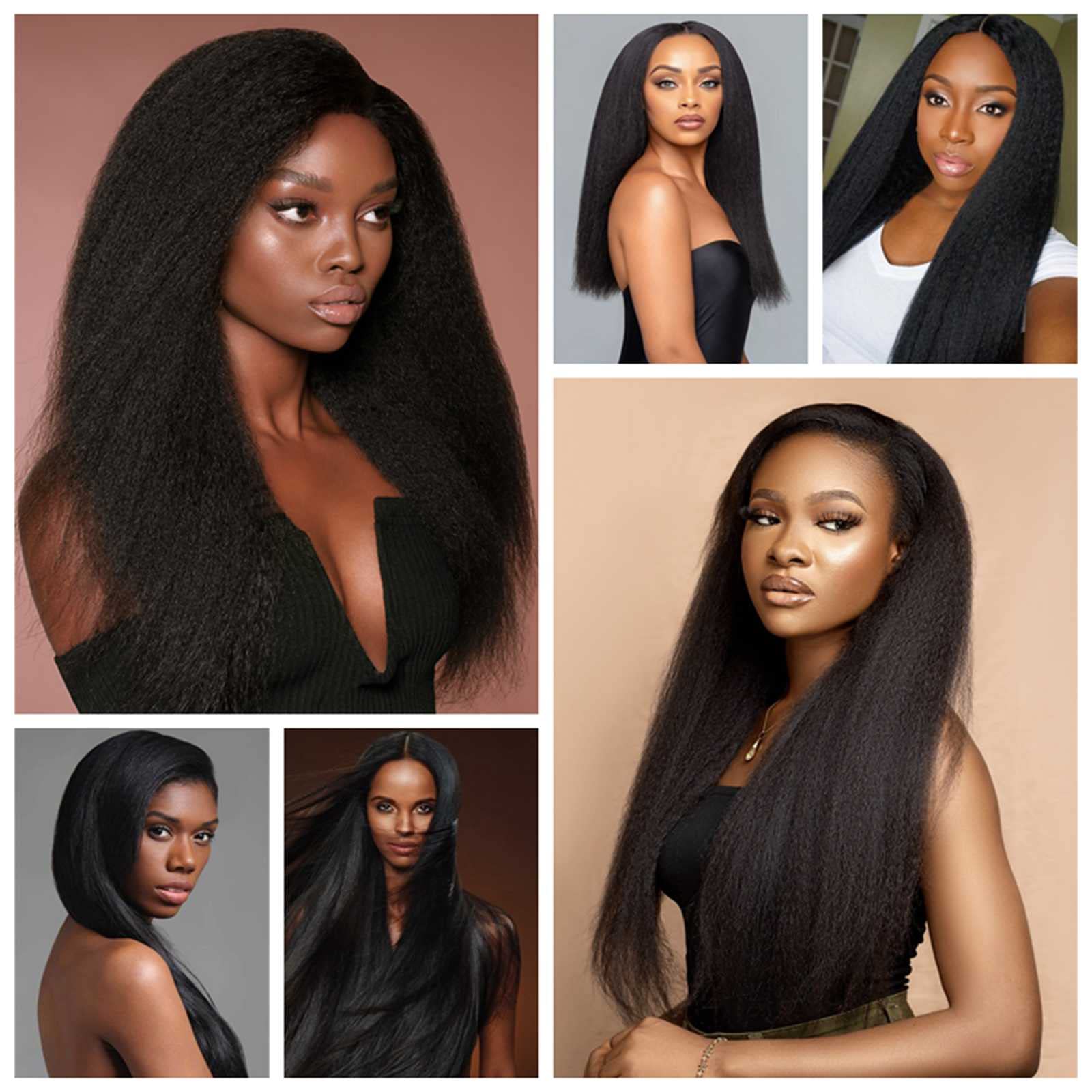 Clip-in Kinky Straight Human Hair Extensions - 7Pieces 16 Clips Double Lace Weft (26 inch, #1B) | Alimm Coarse Yaki Straight Hair for Natural Look | Perfect for Daily Wear, Parties & Special Occasions