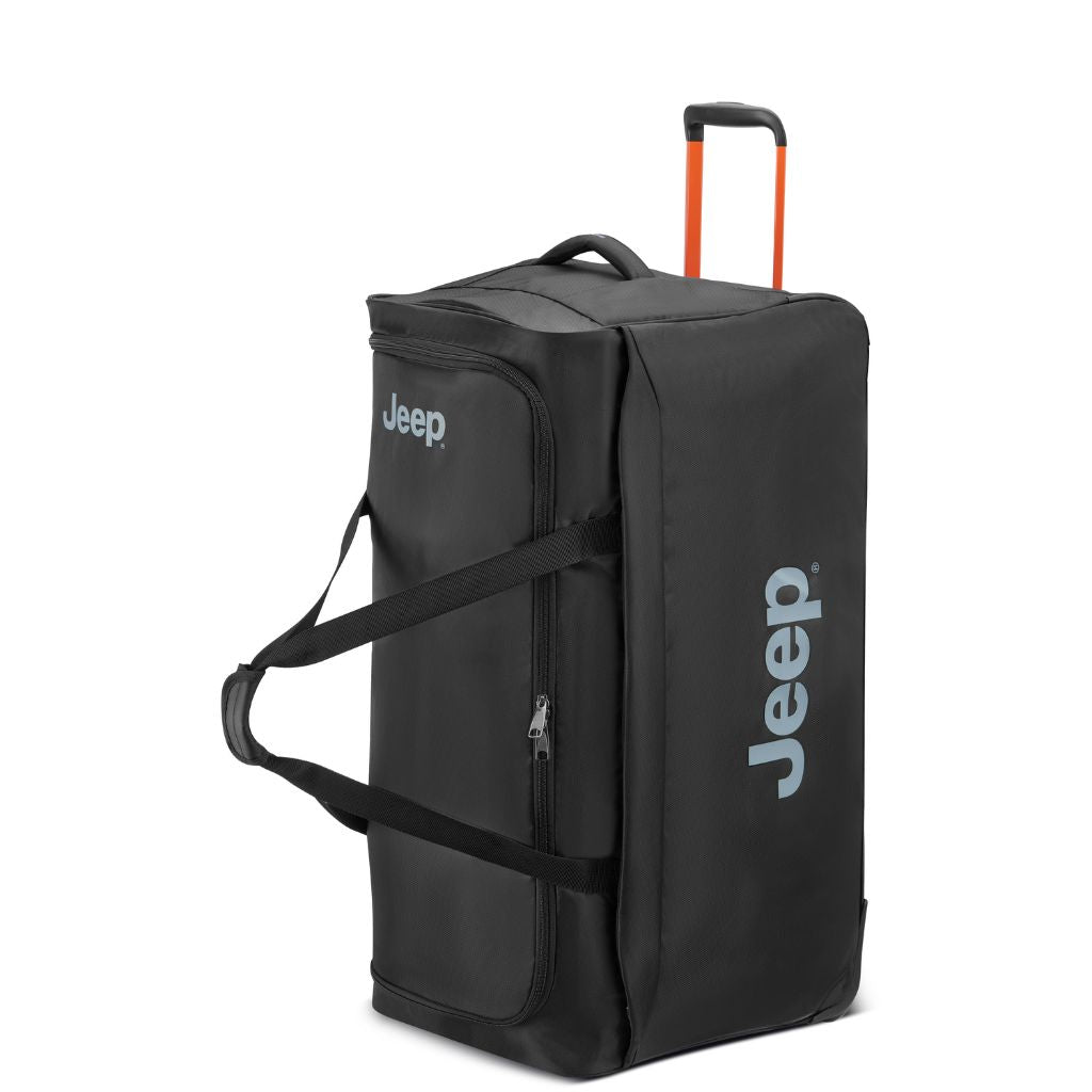 Jeep 83cm Duel Wheel Lightweight Large Duffle Bag - Black | Water-Resistant Travel Duffel for Gym, Camping & Weekend Getaways