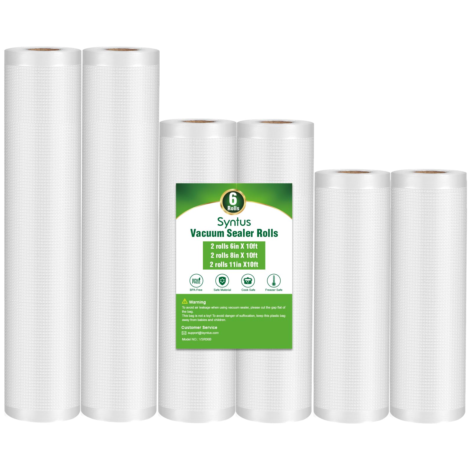Syntus Vacuum Sealer Bags - 6 Pack Commercial Grade BPA Free Food Storage Bags (11
