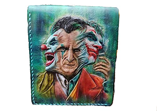 Joker Why So Serious Men's 3D Genuine Leather Wallet - Handmade Carved & Tooled Bifold Wallet with Airbrush Art - Perfect for Gifts, Cosplay & Batman Fans