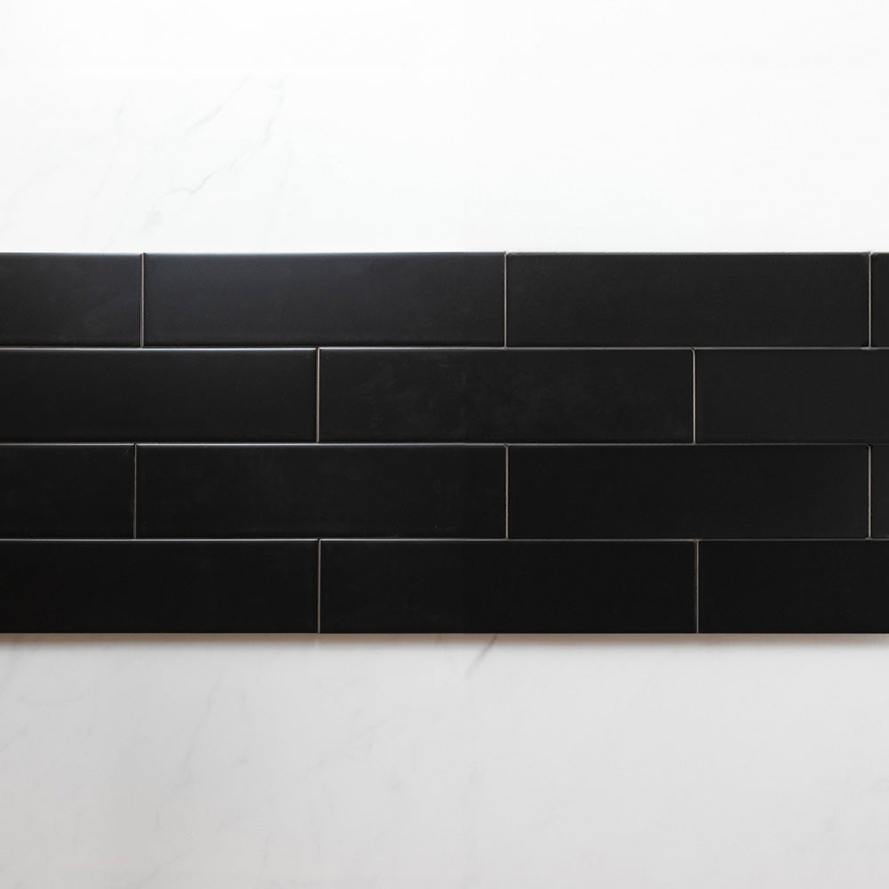 Premium Cascade Black 75x300mm Matte Unrectified Subway Tile - Perfect for Kitchen Backsplash, Bathroom Walls & Modern Interior Design