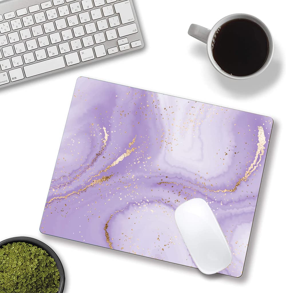 Premium Purple Marble Mouse Pad - Non-Slip Rubber Base, Washable Square Cloth Gaming Mousepad for Office & Laptop - Ergonomic Desk Accessory for Wireless Mouse, Perfect for Work, Gaming & Home Office Setup