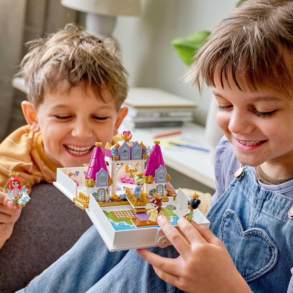 LEGO 43193 Disney Princess Storybook Adventures Building Kit with Ariel, Belle, Cinderella & Tiana - Creative Play Set for Kids Birthday Gifts & Disney Collectors