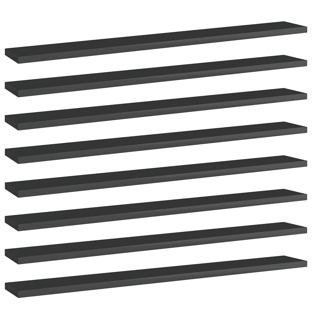 8-Piece High Gloss Black Bookshelf Replacement Panels - Floating Shelves for Book Storage & Display - Modern Organizer for Home Office, Living Room, Bedroom (Accessories Not Included)