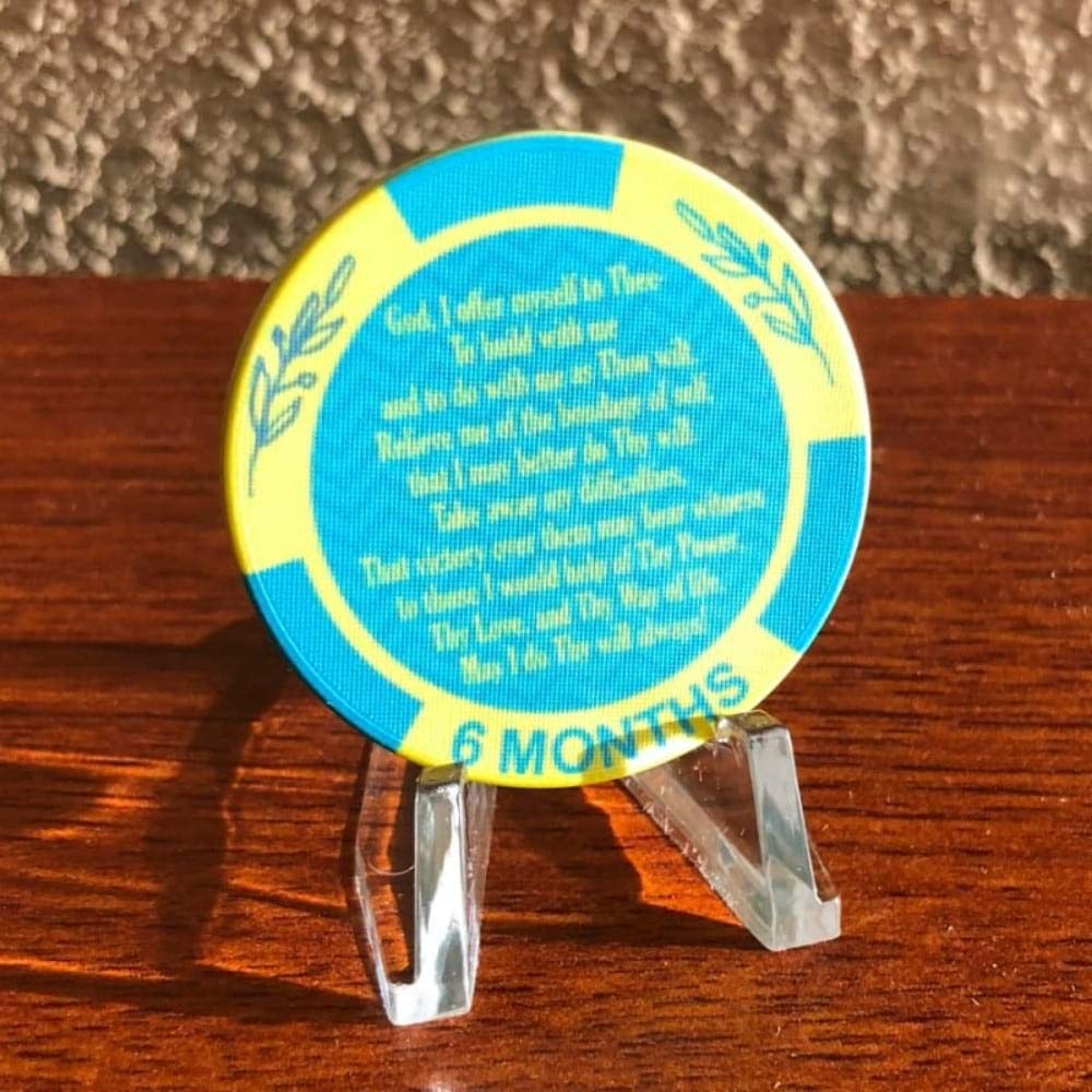 6 Month AA Sobriety Chip with Third Step Prayer Engraved - 180 Day Recovery Token for Alcoholics Anonymous - Perfect for Milestone Celebrations & Support Group Meetings