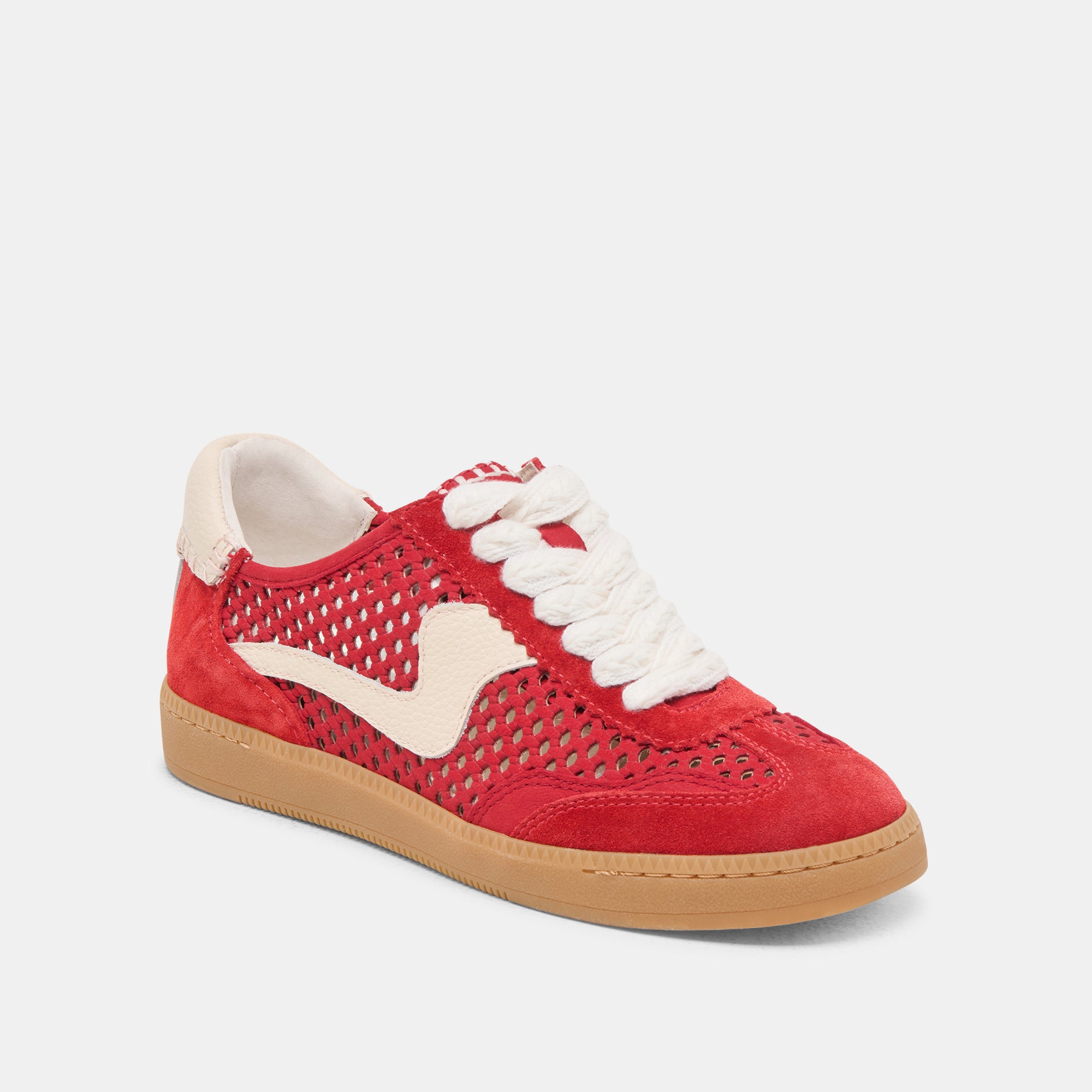 Cherry Perforated Nubuck Notice Sneakers - Trendy Women's Casual Shoes for Running, Walking & Street Fashion
