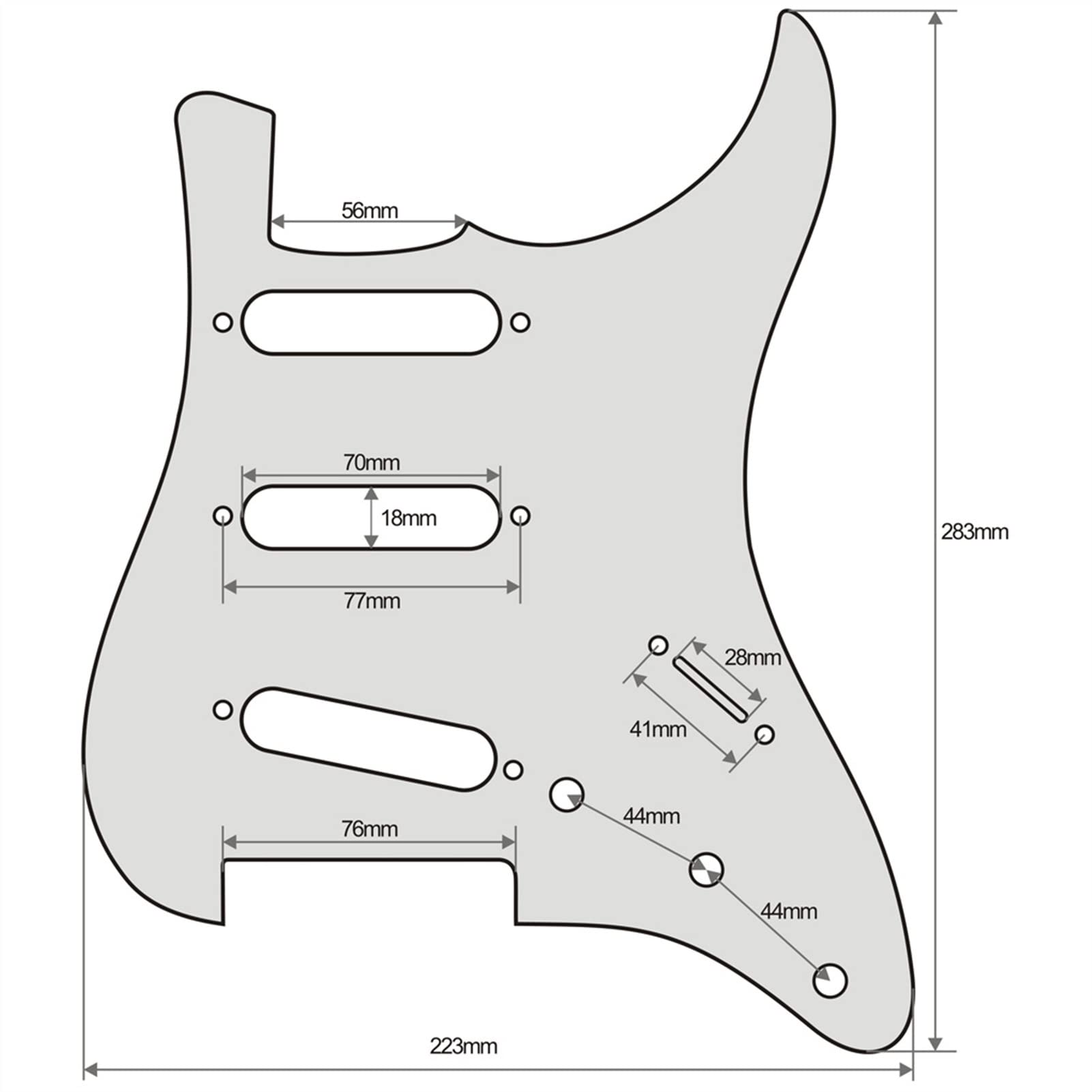 TSTS 4-Ply No Mounting Hole Guitar Pickguard SSS & Back Plate with Screws for ST Electric Guitar - Replacement Pickguard for Fender Stratocaster Style Guitars - Perfect for DIY Guitar Repair and Customization