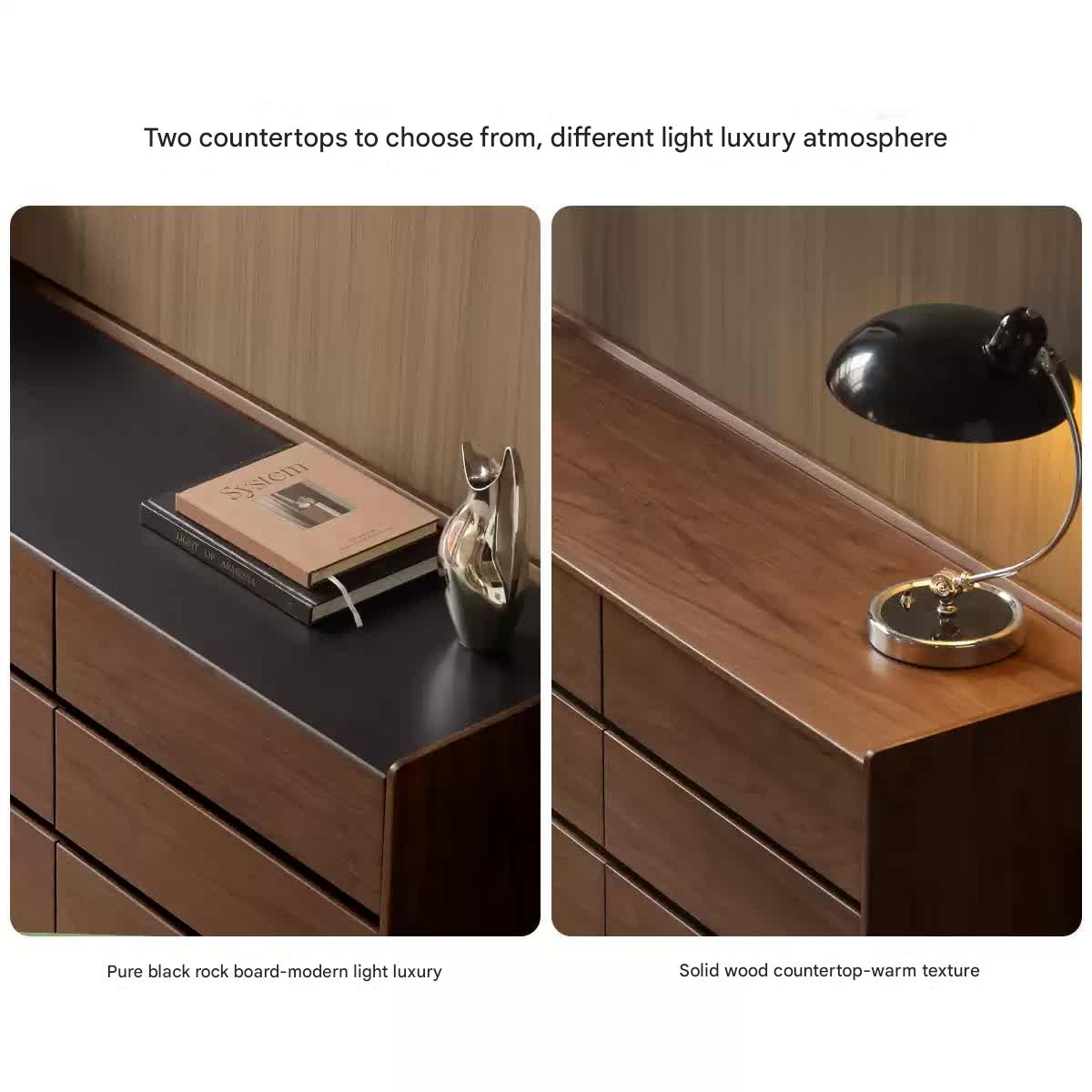 Premium Black Walnut Solid Wood Italian Style Luxury Dresser - Elegant Bedroom Storage Solution for Master Bedrooms & Guest Rooms