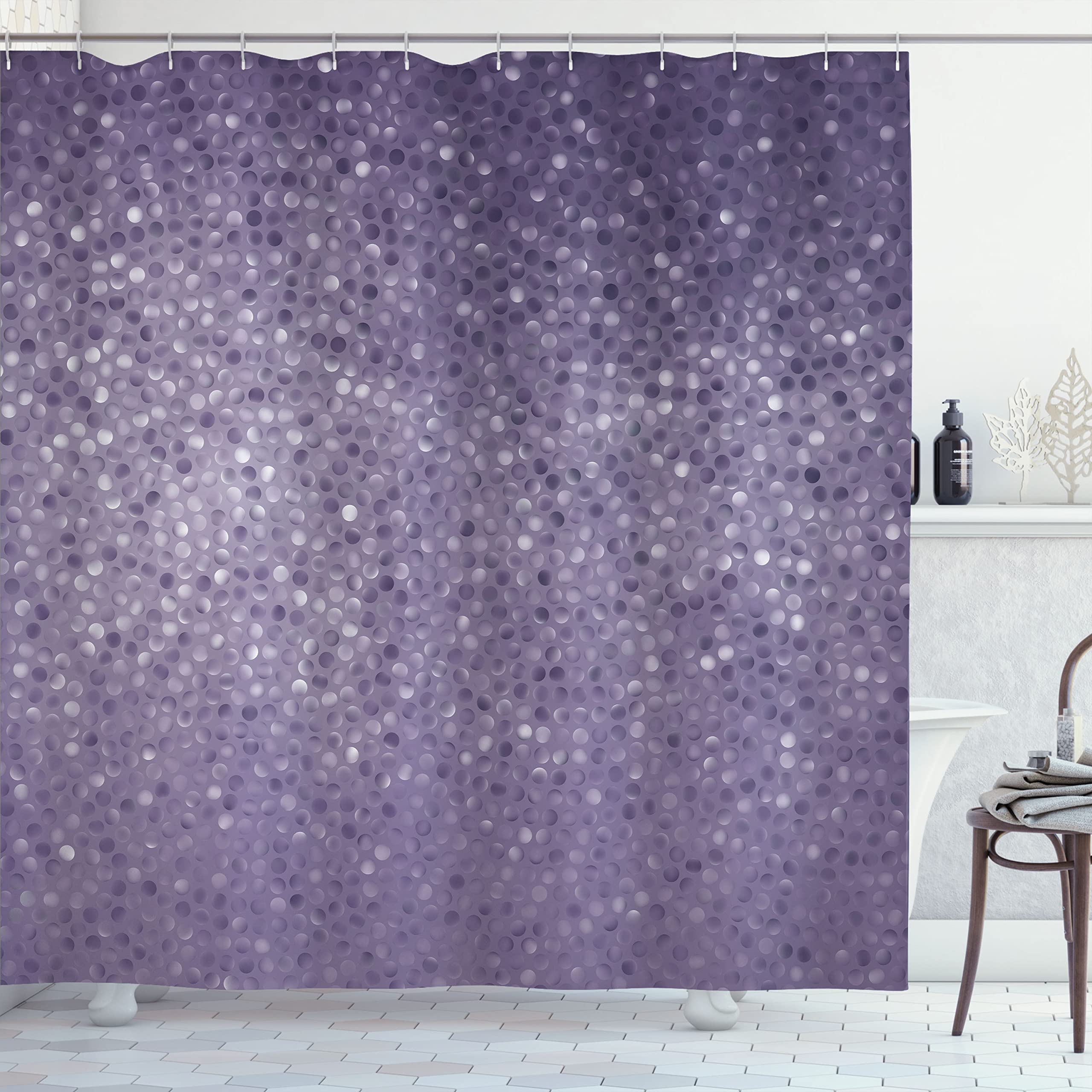 Ambesonne Geometric Shower Curtain with Small Dot Tiles Pattern - Classic Modern Bathroom Decor Set with Hooks, 69