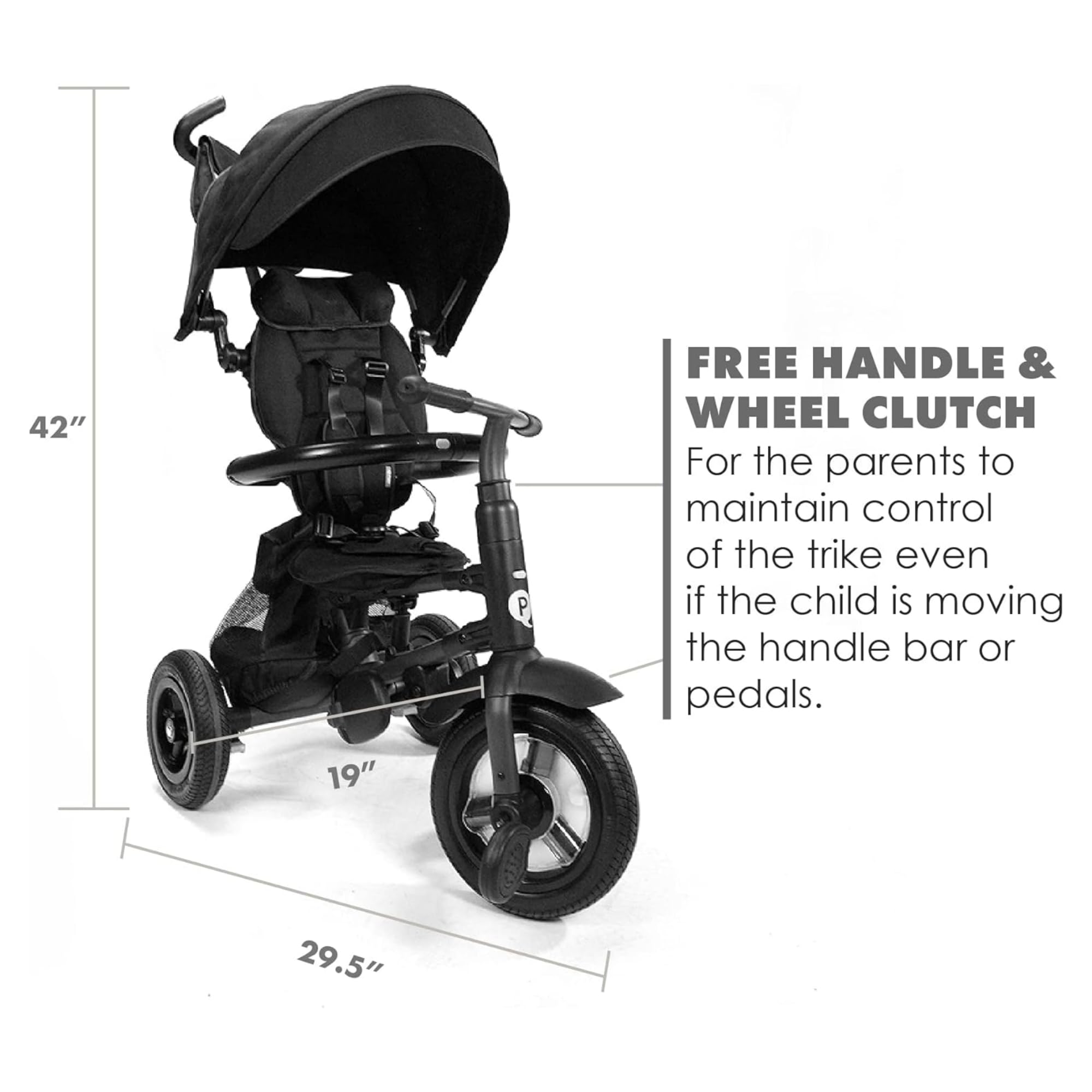 Premium Luxury Foldable Toddler Tricycle with Leather Touchpoints - QPlay Rito Push & Fold Stroller Trike for Kids Ages 12 Months to 5 Years (Midnight Black) - Perfect for Park Rides, Neighborhood Strolls & Outdoor Family Adventures