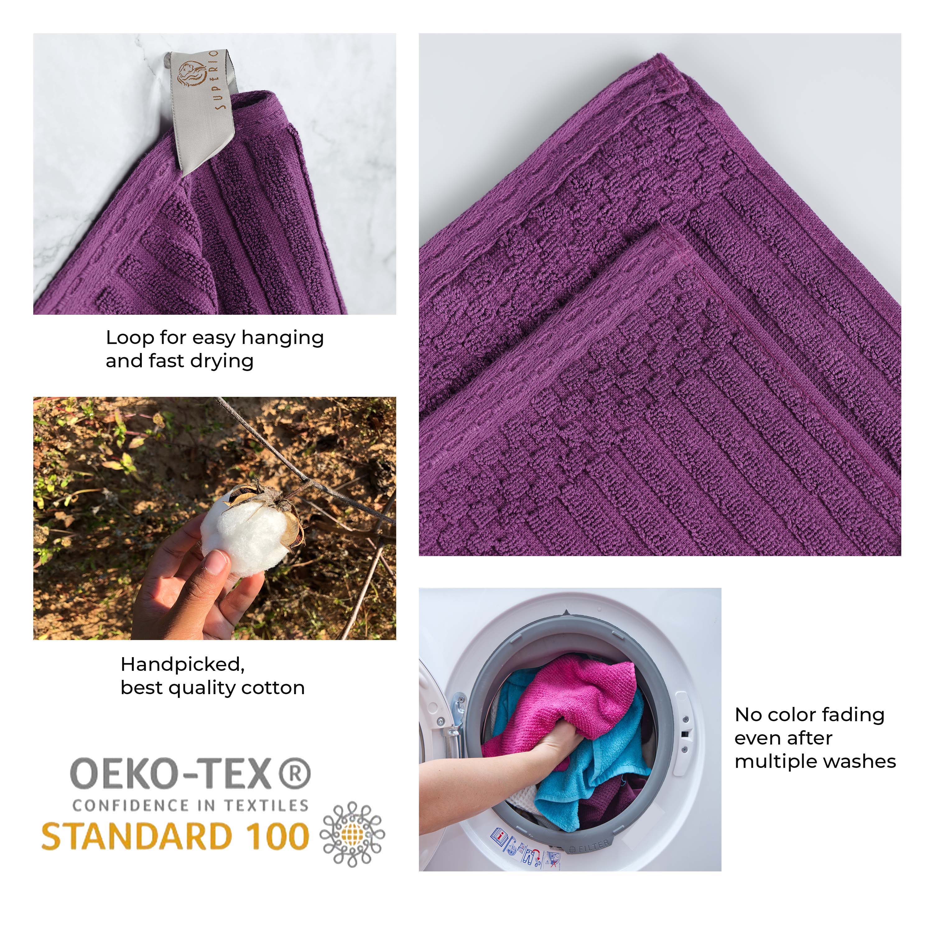 Premium Cotton Ribbed Textured Hand Towels - Ultra Absorbent 4-Piece Bath Towel Set for Kitchen, Bathroom & Gym - Soft Quick-Drying Guest Towels