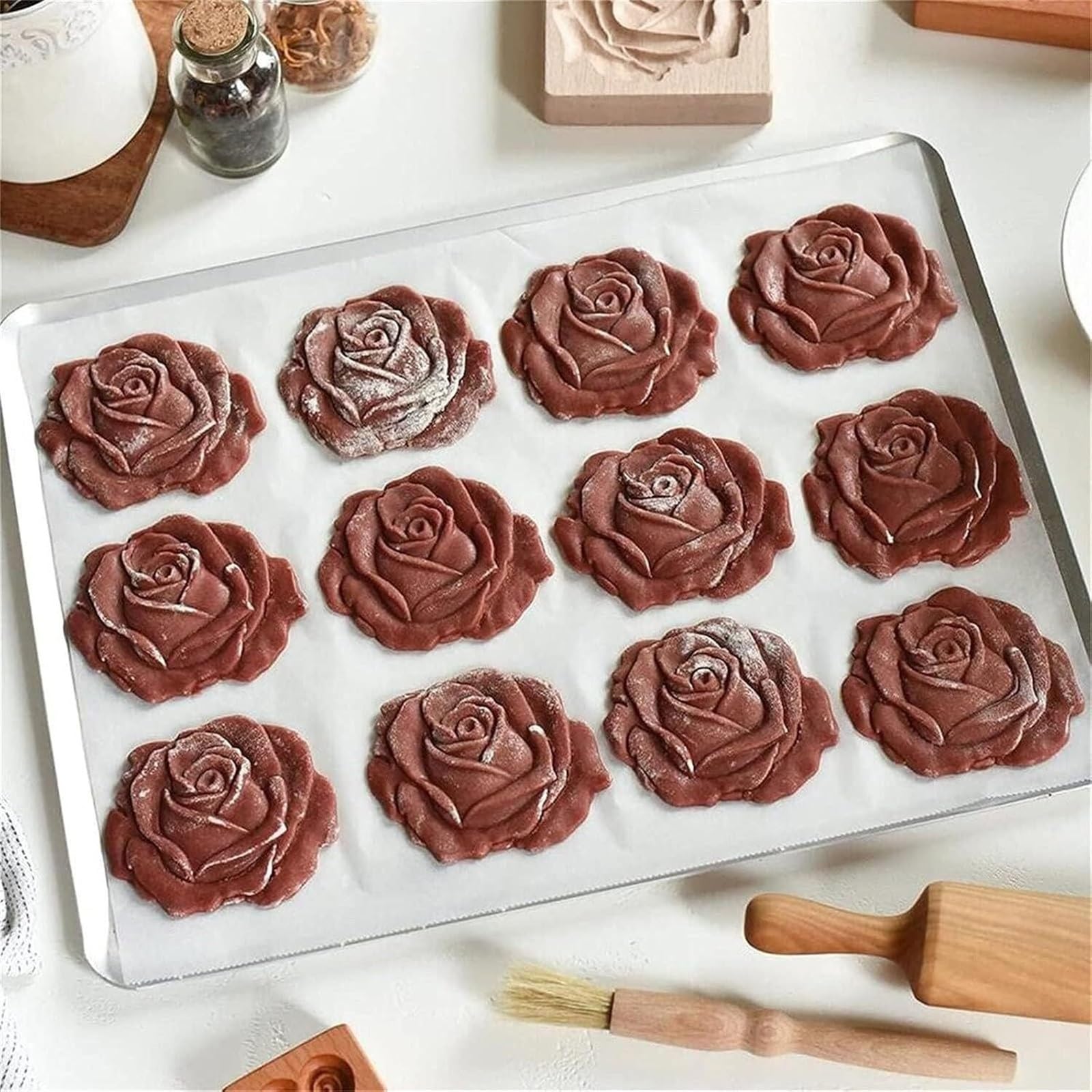 Rose-Shaped Tostonera - Wooden Plantain Press for Perfect Tostones | Rose Tostones Press & Cookie Mold | Ideal for Latin Cooking, Baking Cookies & Kitchen Decor