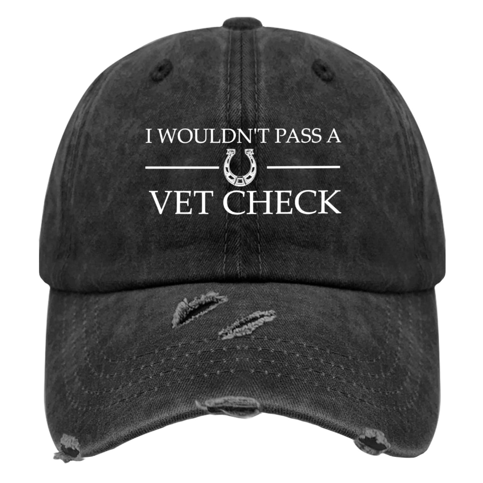 Trendy Washed Equestrian Horse Baseball Cap for Men - Vet Check Inspired Running Hat for Horseback Riding & Outdoor Activities