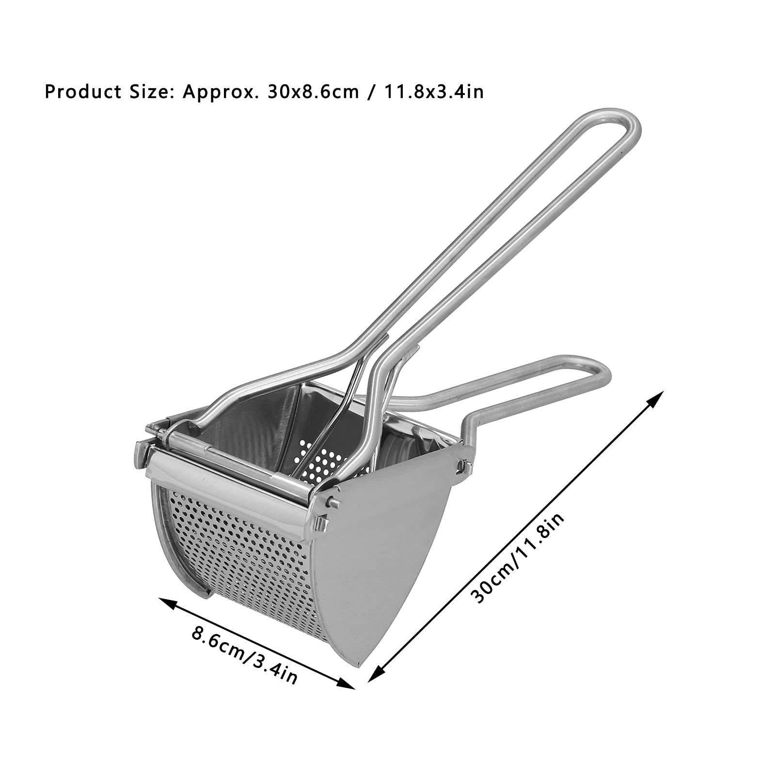 Stainless Steel Potato Masher & Ricer - Manual Potato Presser, Crusher & Fruit Lemon Squeezer for Kitchen - Perfect for Mashed Potatoes, Baby Food & Cocktail Making