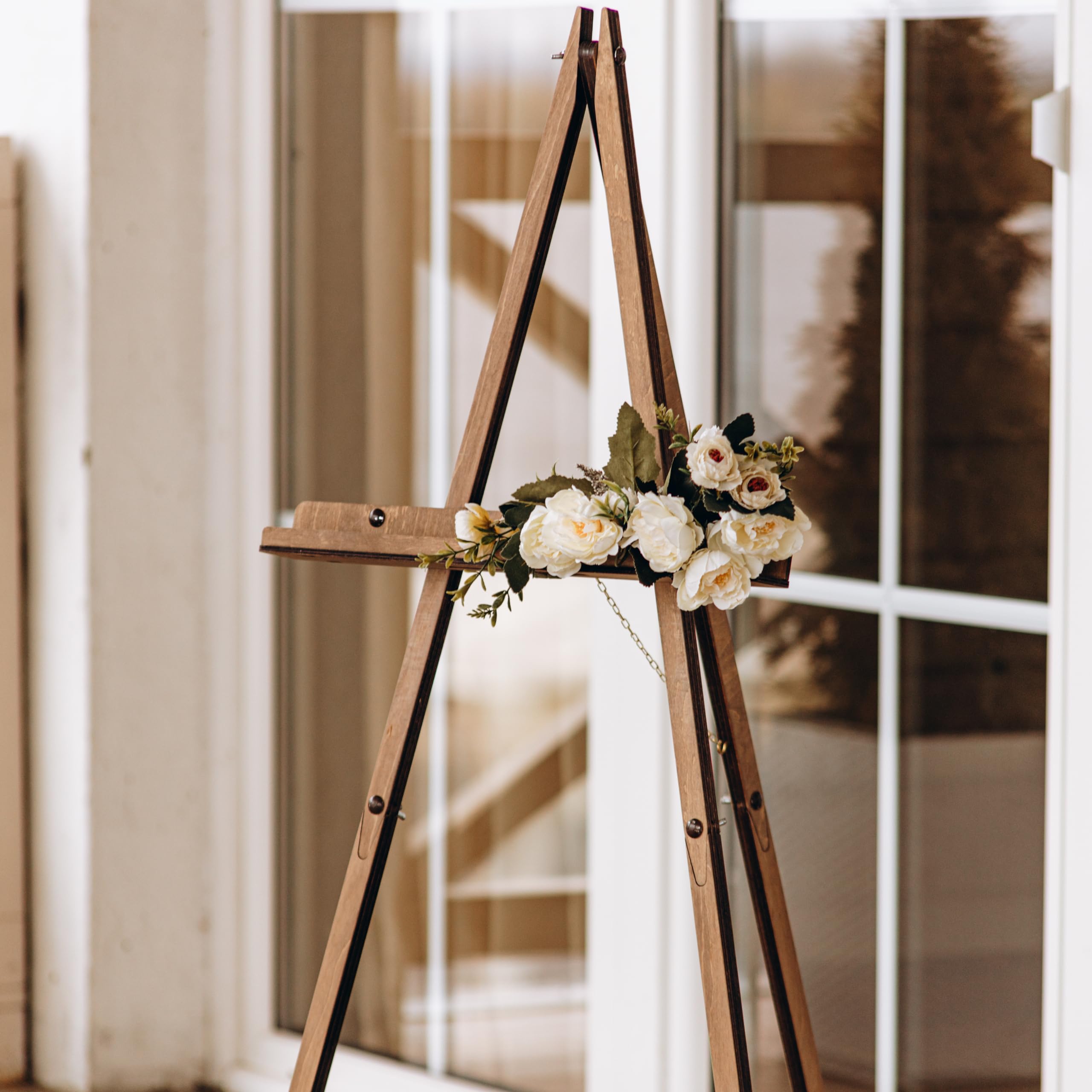 Rustic Wooden Easel Stand - Heavy Duty Picture Display Easel for Art, Photos & Wedding Decor - Perfect for Home, Gallery & Event Displays