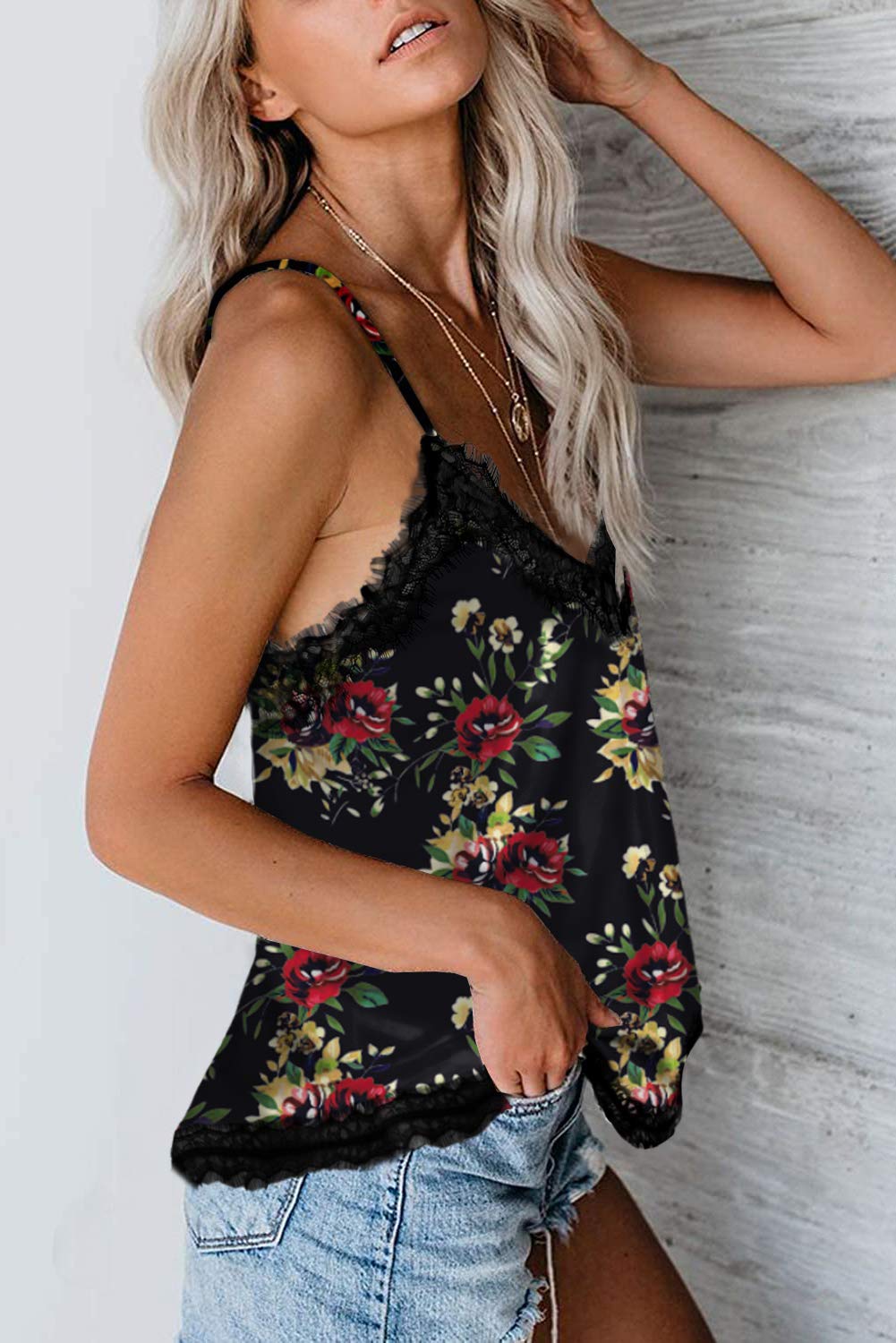 WFTBDREAM Women's Summer Sleeveless Floral Print Casual Tank Top Camisole - Lightweight Breathable Blouse for Beach, Vacation & Everyday Wear