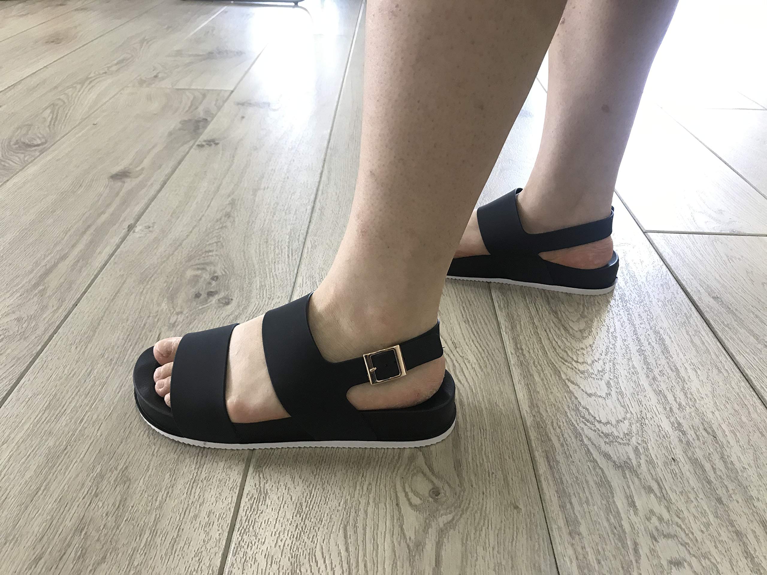 **J-Slips Women's Elegant Adjustable Buckle Sandals - Comfortable Summer Casual Sandals for Beach, Travel & Everyday Wear**