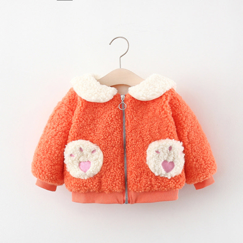 Adorable Baby Rabbit Zipper Wool Coat - Soft & Warm Long Sleeve Outerwear for Infants - Perfect for Winter Outings, Photo Shoots & Special Occasions