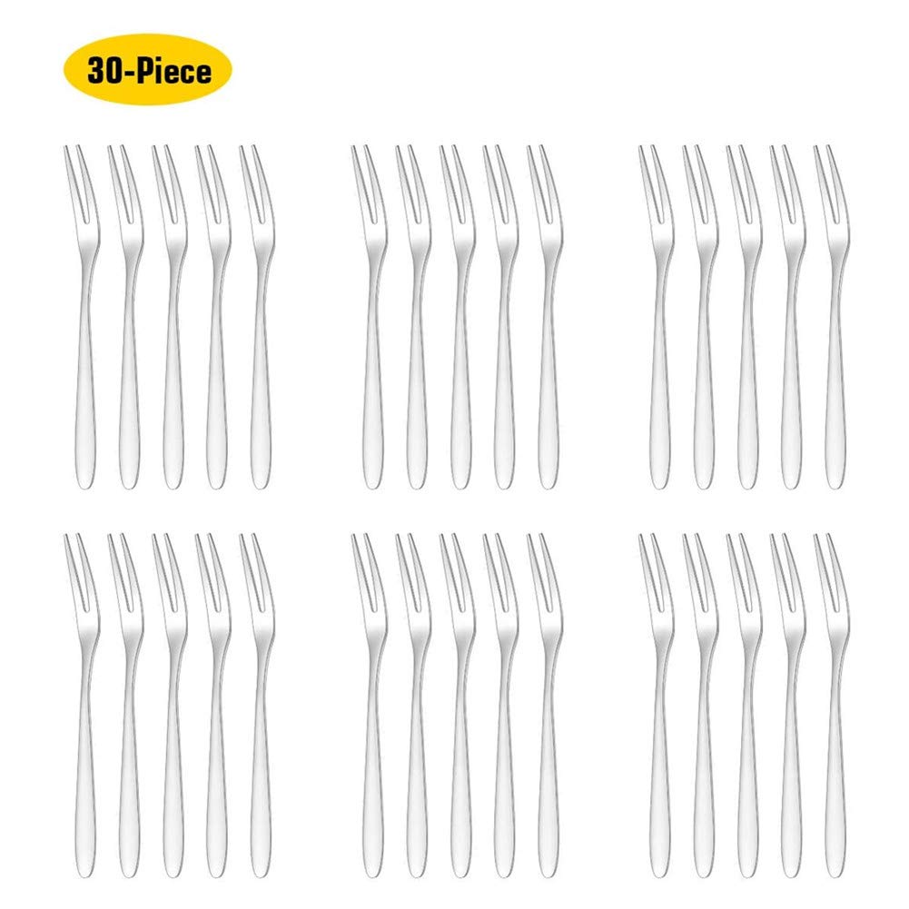30-Pack Stainless Steel Mini Appetizer Dessert Forks - 5.1 Inch Cocktail Forks Set for Fruit, Salad, Tasting - Perfect for Birthday Parties, Weddings, Restaurants & Home Entertaining