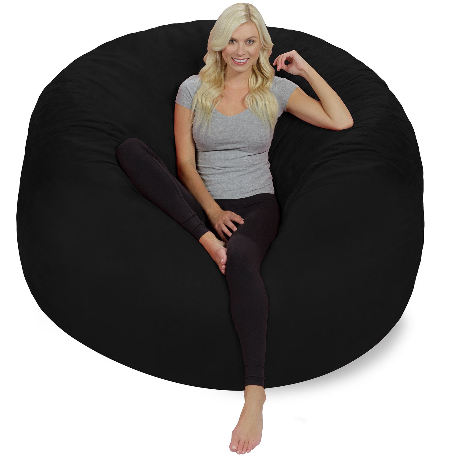Chill Sack 6' Giant Memory Foam Bean Bag Chair - Ultra Soft Microfiber Cover (Black) | Perfect for Living Rooms, Game Rooms & Dorm Relaxation
