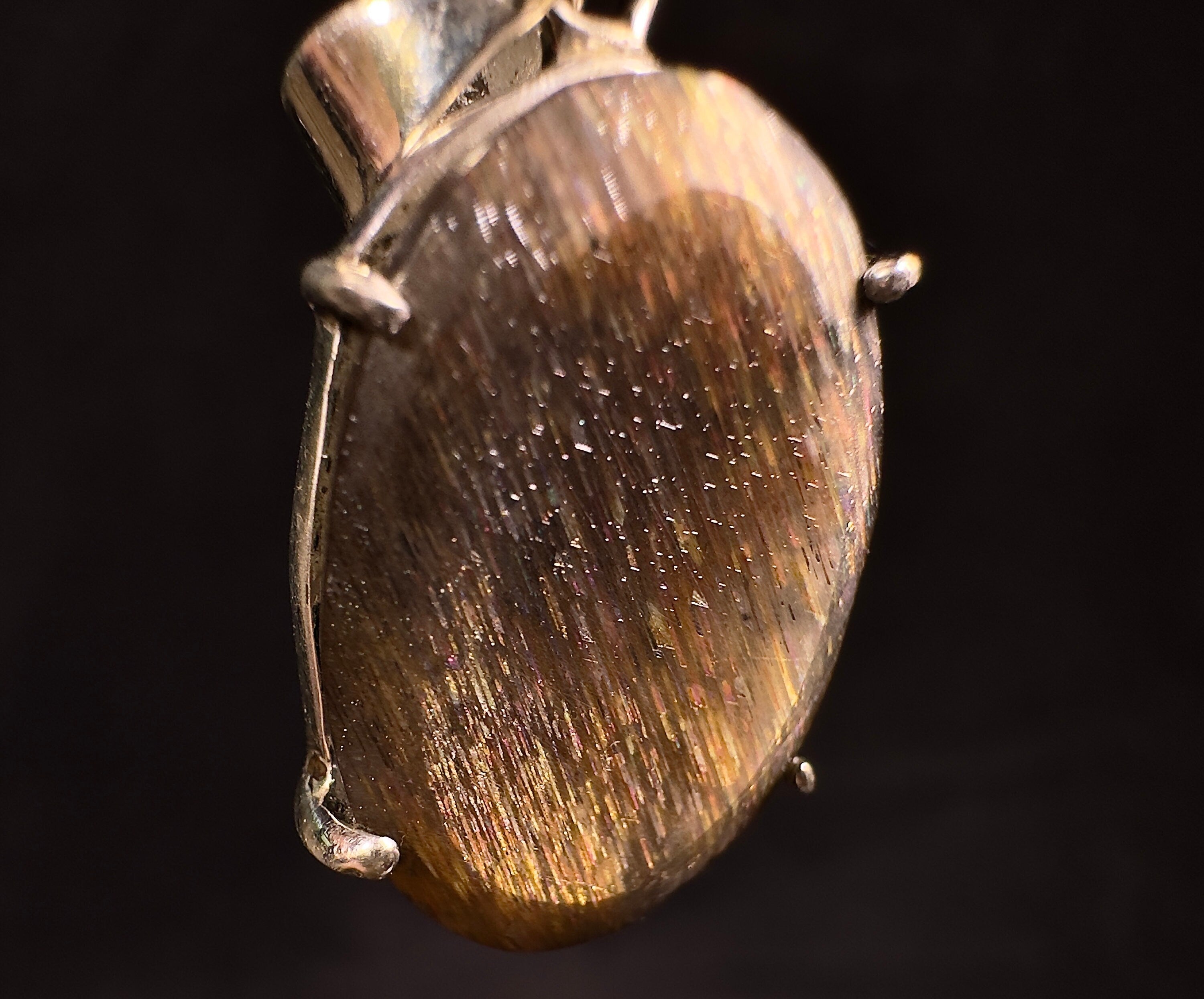Genuine Rainbow Meteor Shower Sunstone Crystal Pendant - Sterling Silver Oval Tanzanian Jewelry for Women | Perfect for Gift Giving, Spiritual Healing & Boho Fashion Accessories
