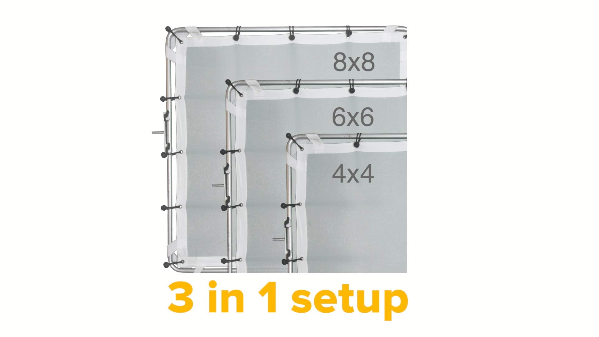 Glide Gear BFS 100 Butterfly Scrim Diffuser – 4x4ft, 6x6ft, 8x8ft Modular Photography Light Diffuser with Quick Assembly, 3 Nylon Silk Scrims & Aluminum Frame – Perfect for Studio, Outdoor Filming, and Portrait Photography
