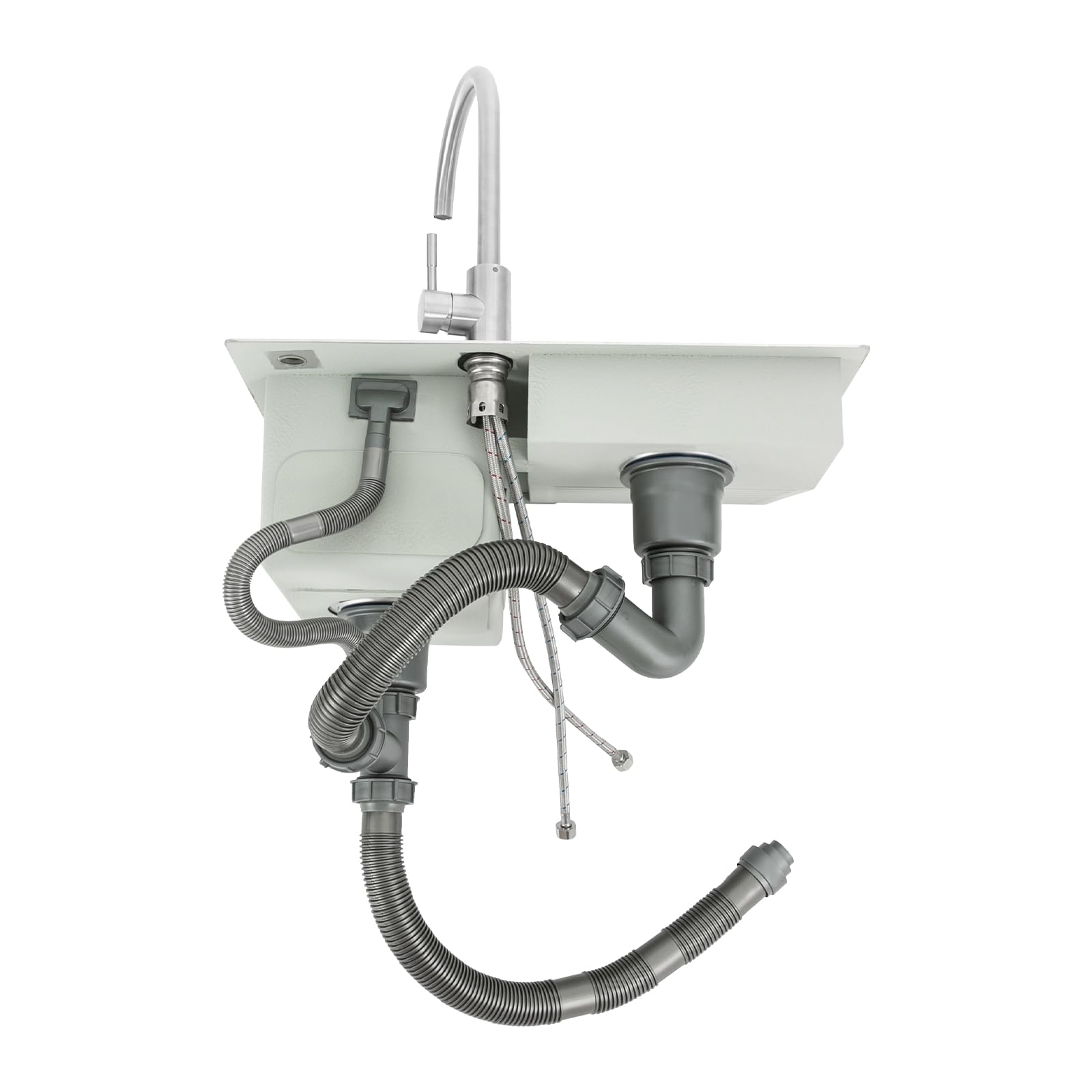 Stainless Steel Laundry Utility Sink with Washboard - 23.62 Inch Double Basin Bathroom & Utility Sink with Faucet - Easy to Clean Indoor/Outdoor Use - Perfect for Laundry Room, Basement, Garage & RV (23.62x18.89in Left Side Washboard Included)