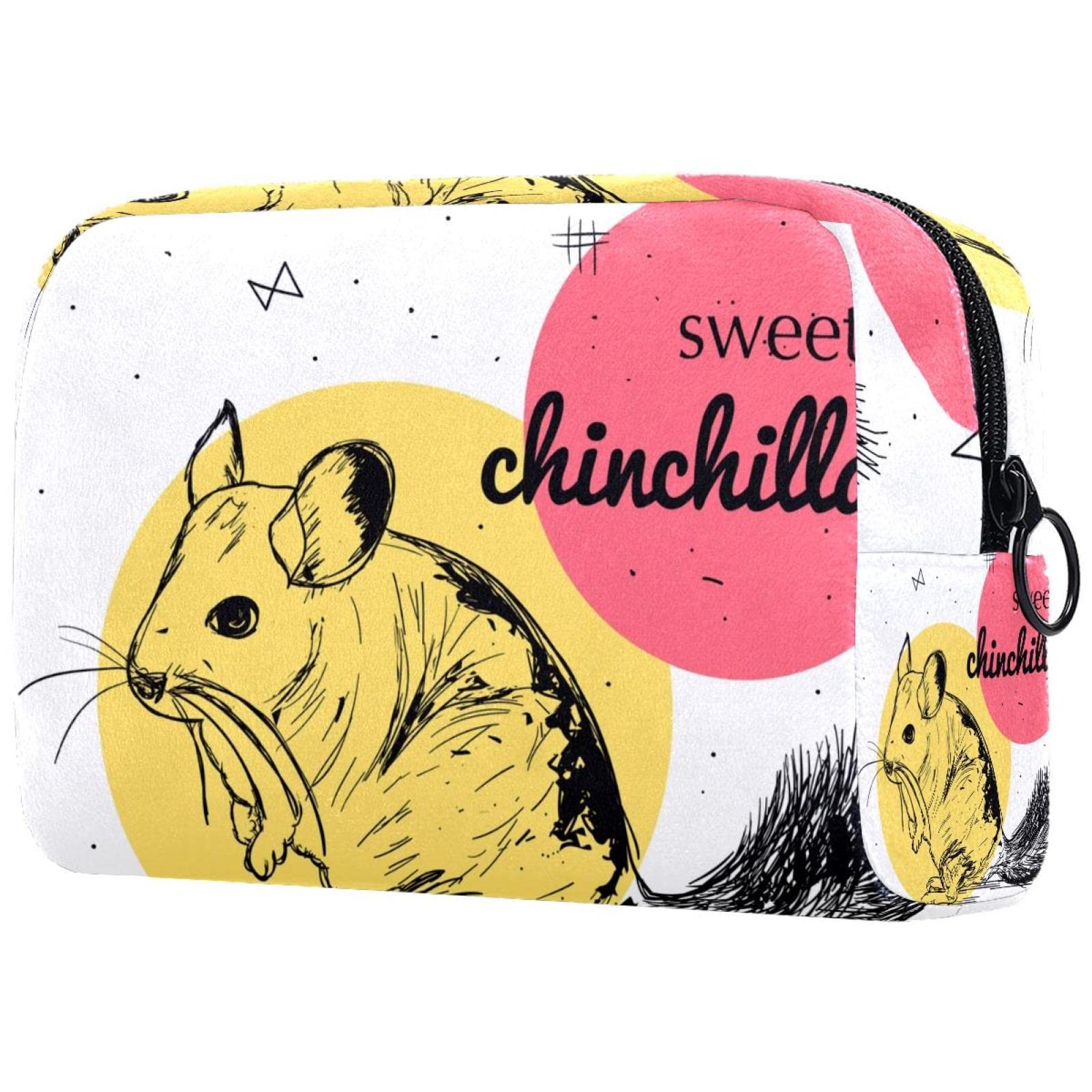 Adorable Sweet Chinchilla Makeup Bag with Zipper - Cute Travel Cosmetic Organizer Pouch for Women & Girls | Perfect for Travel, Gym, School & Daily Essentials Storage