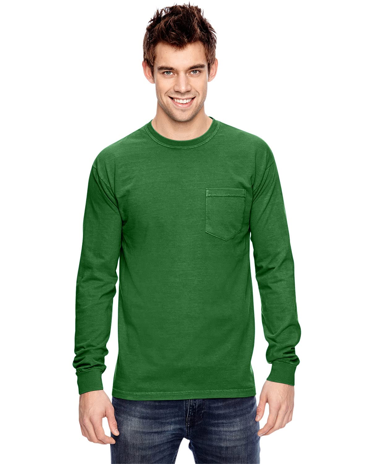 Comfort Colors 4410 Chouinard Long Sleeve Heavyweight Cotton Pocket T-Shirt for Men - Durable Workwear & Casual Style for Everyday Wear