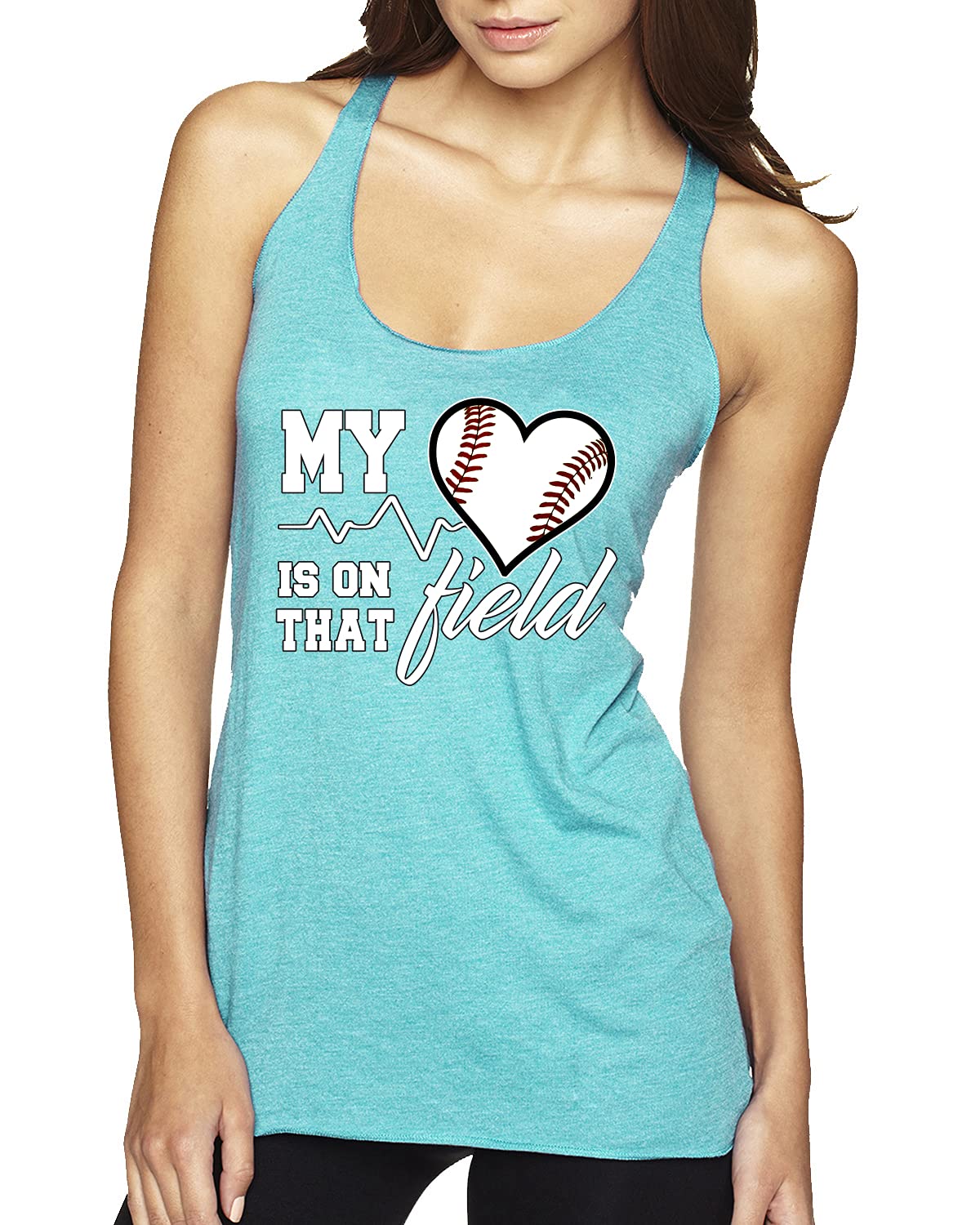 My Heart is On That Baseball Field Sports Tri-Blend Racerback Tank Top - Soft & Breathable Workout Top for Baseball Fans & Athletes - Perfect for Training, Gym & Casual Wear