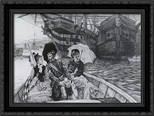24x18 Black Ornate Wood Framed Canvas Art by James Jacques Joseph Tissot - Elegant Wall Decor for Living Room, Bedroom & Office