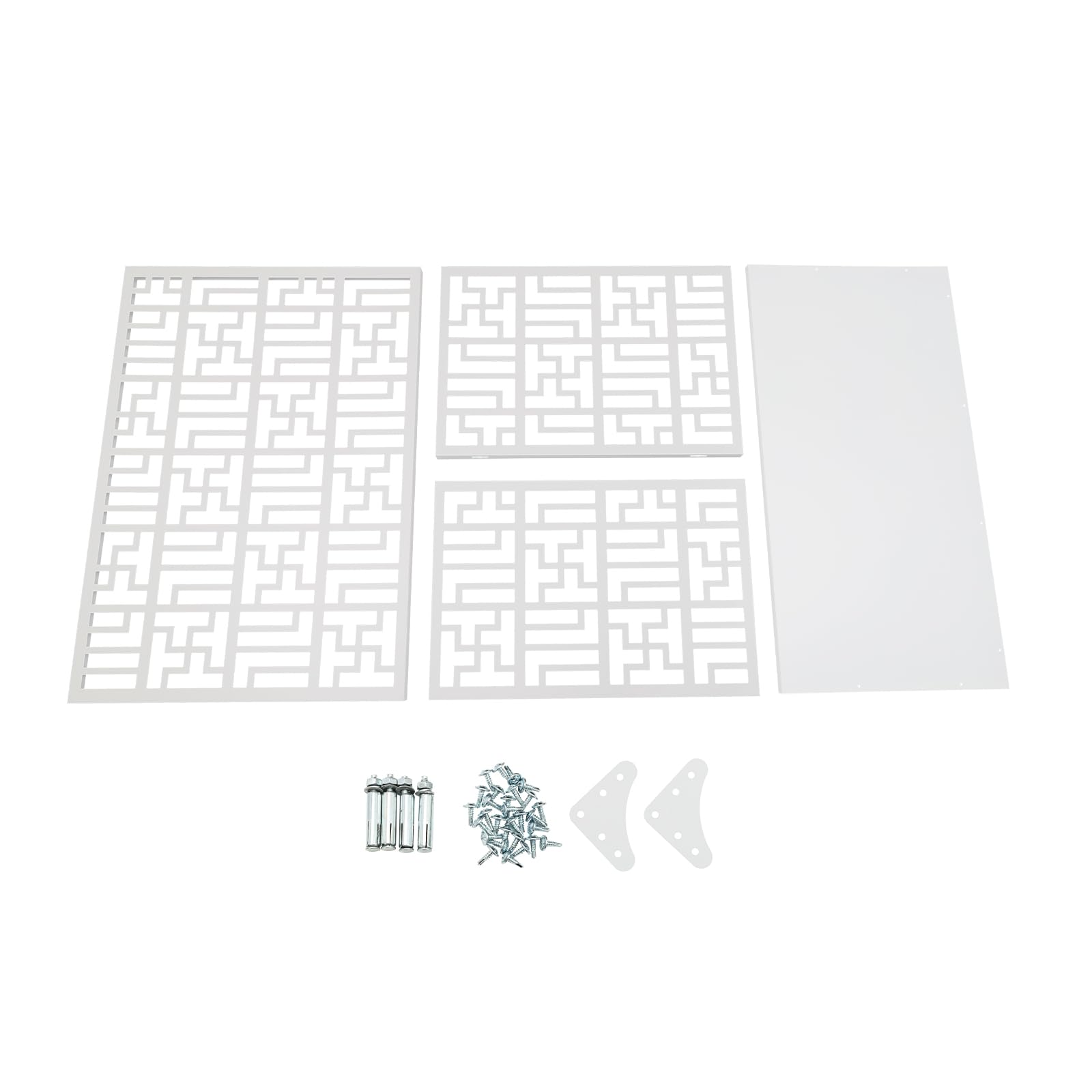 Free Standing Metal Air Conditioner Privacy Fence Screen for Outdoor AC Units - White (39.4