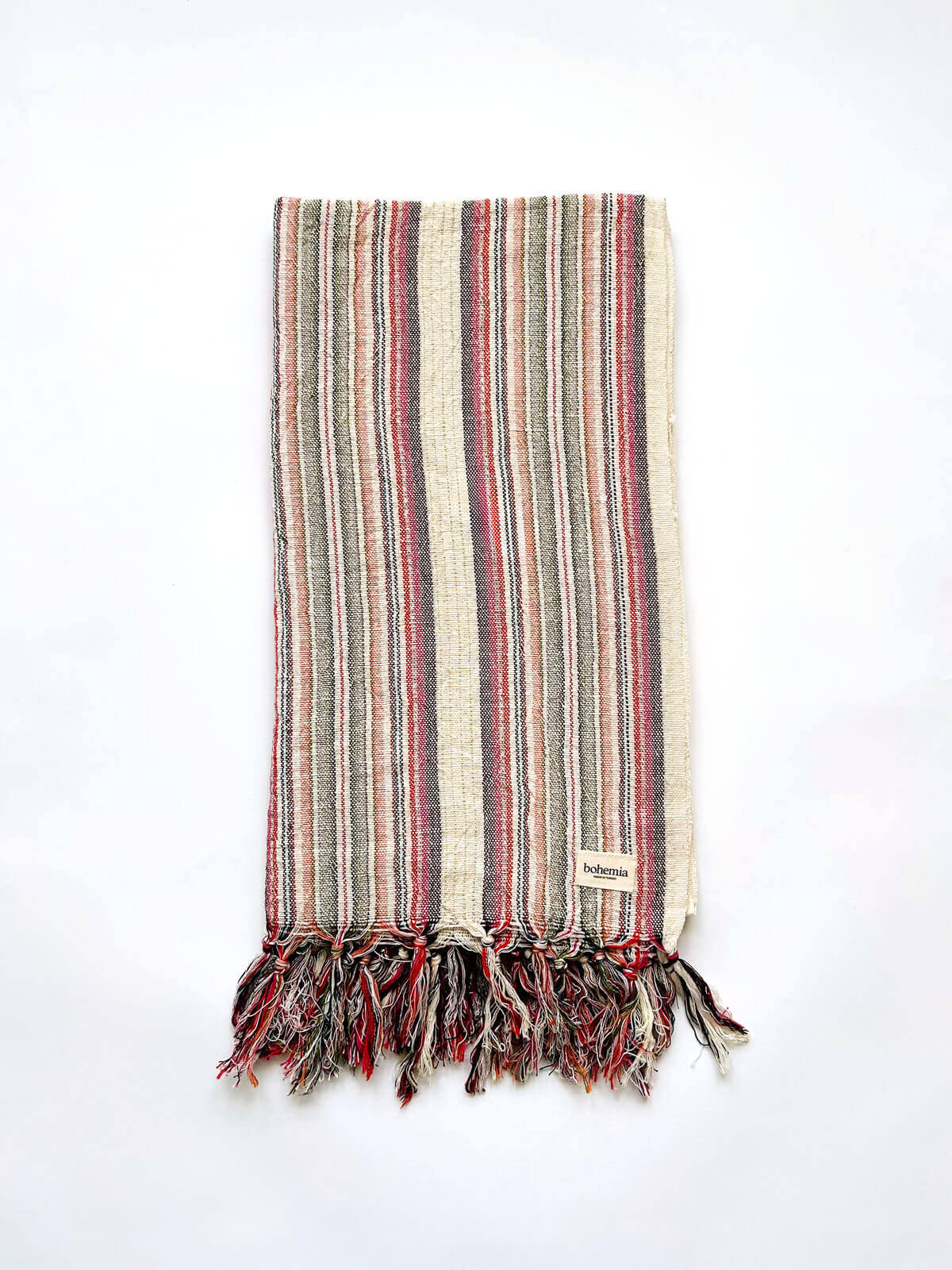 Marrakech Stripe Hammam Towel - Premium Dusty Pink & Terracotta Cotton Beach Towel for Spa, Yoga, and Poolside Relaxation