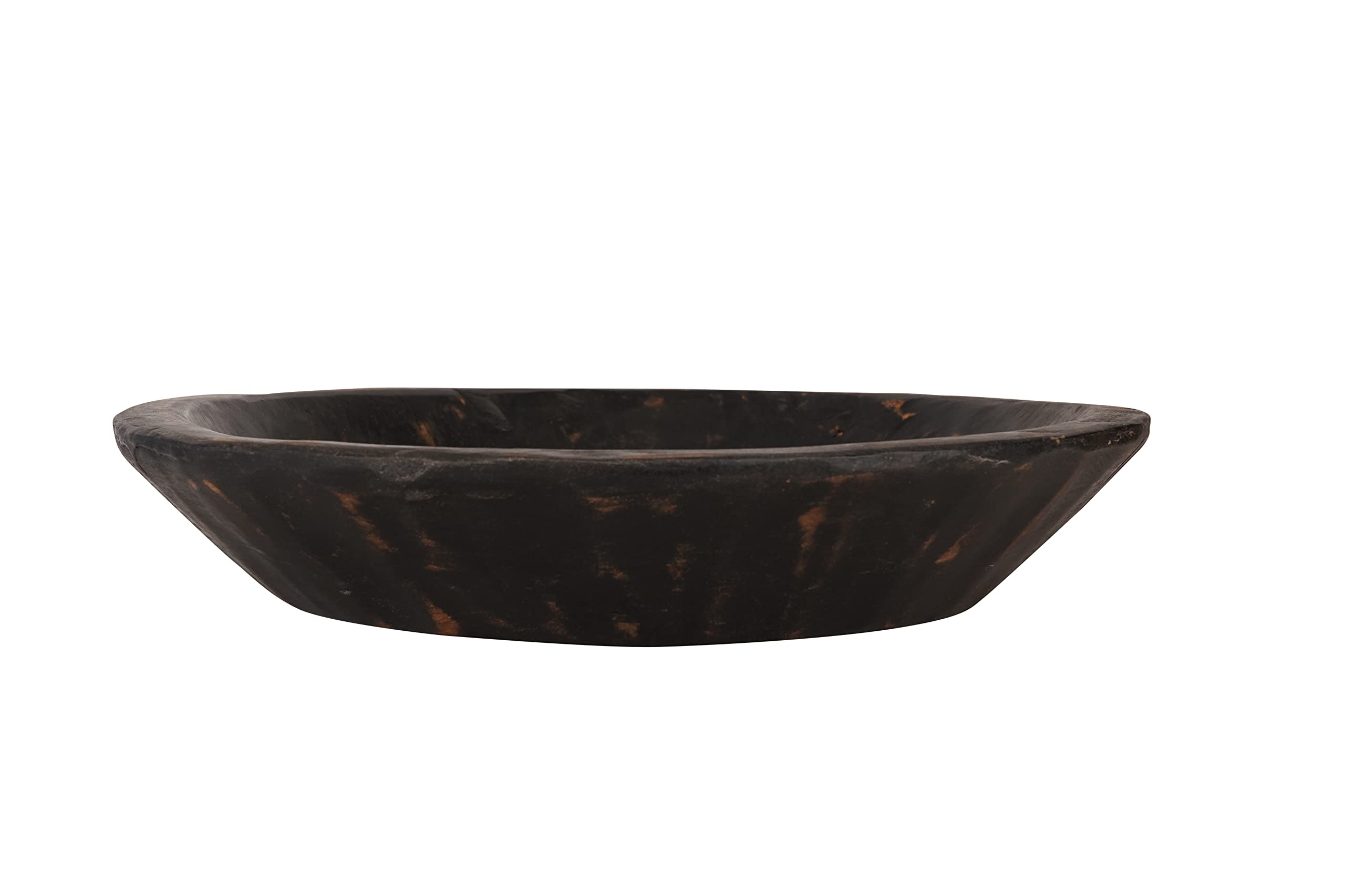 Rustic Round Wooden Dough Bowl - Handcrafted Black Batea for Bread Making, Charcuterie Board & Farmhouse Decor - Perfect for Baking, Serving and Home Centerpiece