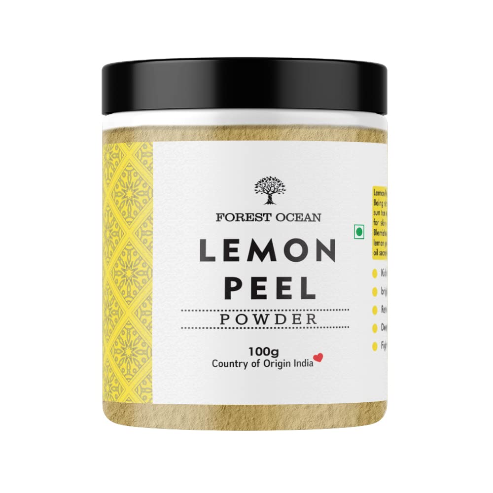 Organic Lemon Peel Powder for Face & Skin Care - 100g | Natural Exfoliant, Brightening & Anti-Aging | DIY Face Masks, Scrubs & Beauty Recipes