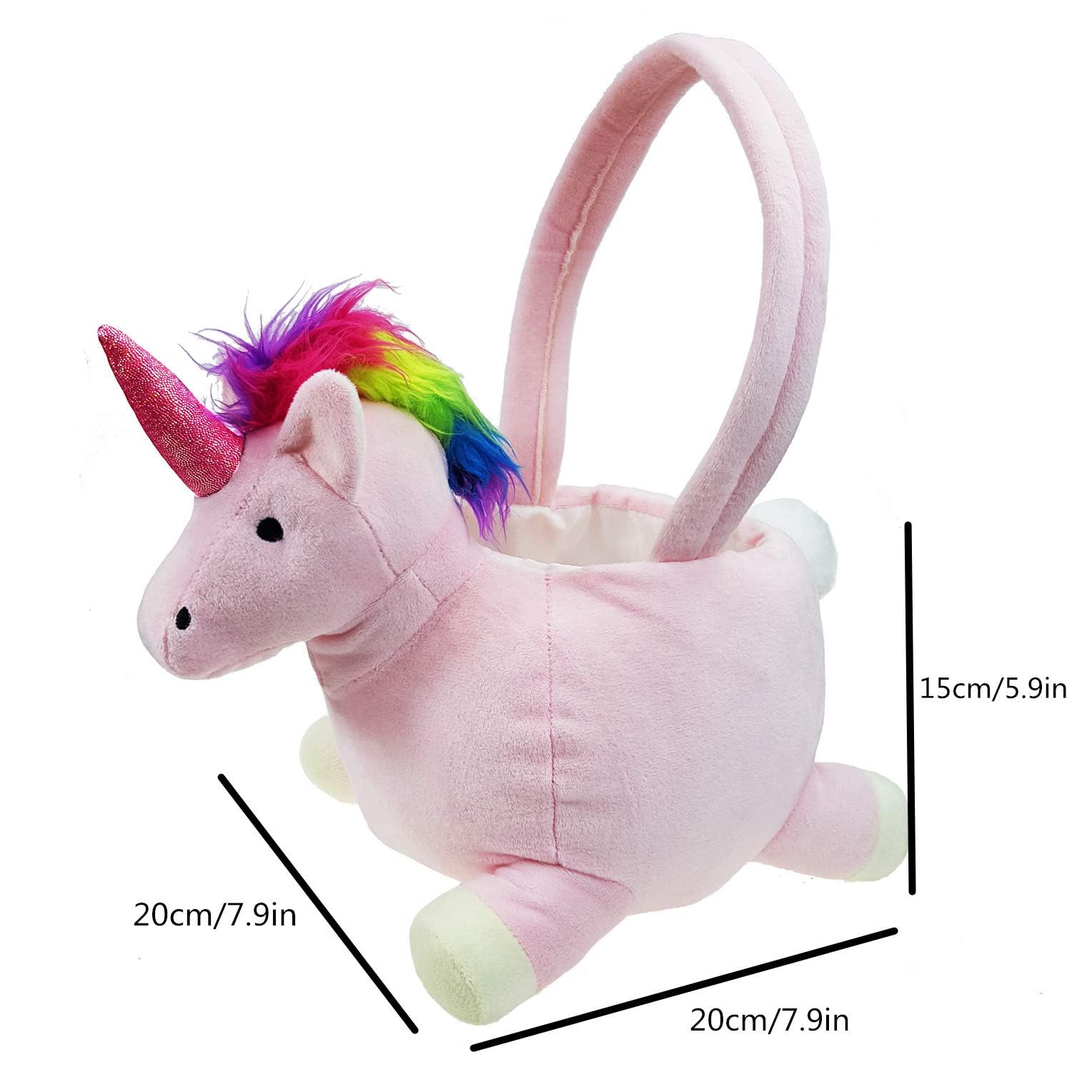 DearSun Pink Unicorn Easter Basket for Kids - Easter Egg Hunt Basket, Party Decorations, Candy Storage & Gift Holder - Perfect for Easter Celebrations, Birthday Parties & Spring Decor (Pink)
