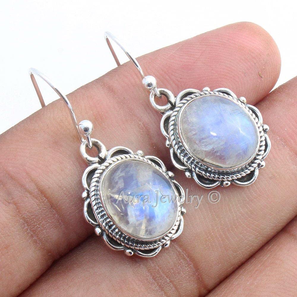 925 Sterling Silver Rainbow Moonstone Drop Earrings for Women – Handmade Dangle Earrings for Bridesmaid Gifts, Mother's Day & Special Occasions | Perfect for Weddings, Parties & Everyday Elegance