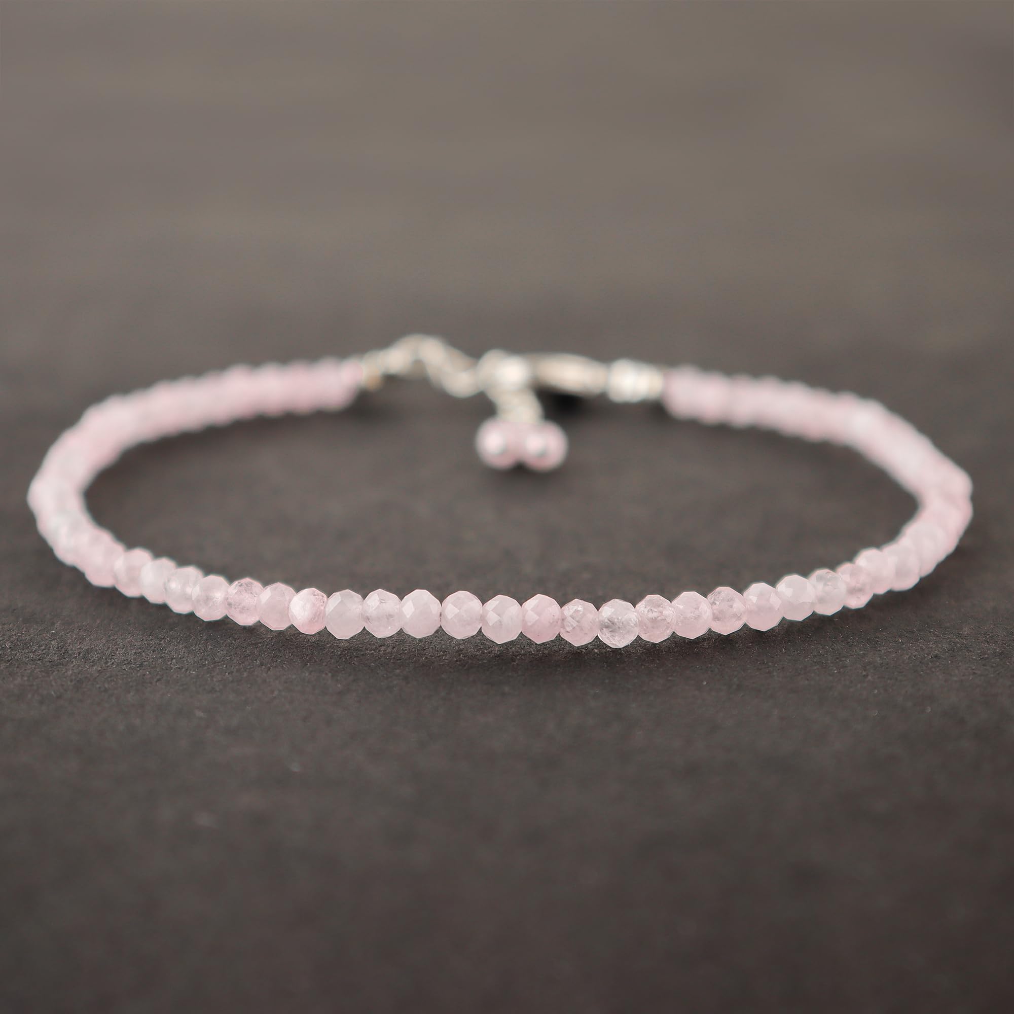 Natural Rose Quartz Gemstone Beads Bracelet for Women - Healing Crystal Gems, Chakra & Yoga Meditation Stone Bead Bracelet | Spiritual Healing, Energy Balance & Stress Relief Jewelry