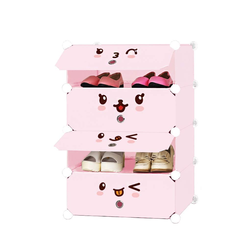 DIY Modular Plastic Shoe Rack Organizer - Dustproof Shoe Storage Cabinet with Space-Saving Shelves for Shoes, Boots & Slippers (Pink) | Perfect for Closet, Entryway & Bedroom Organization