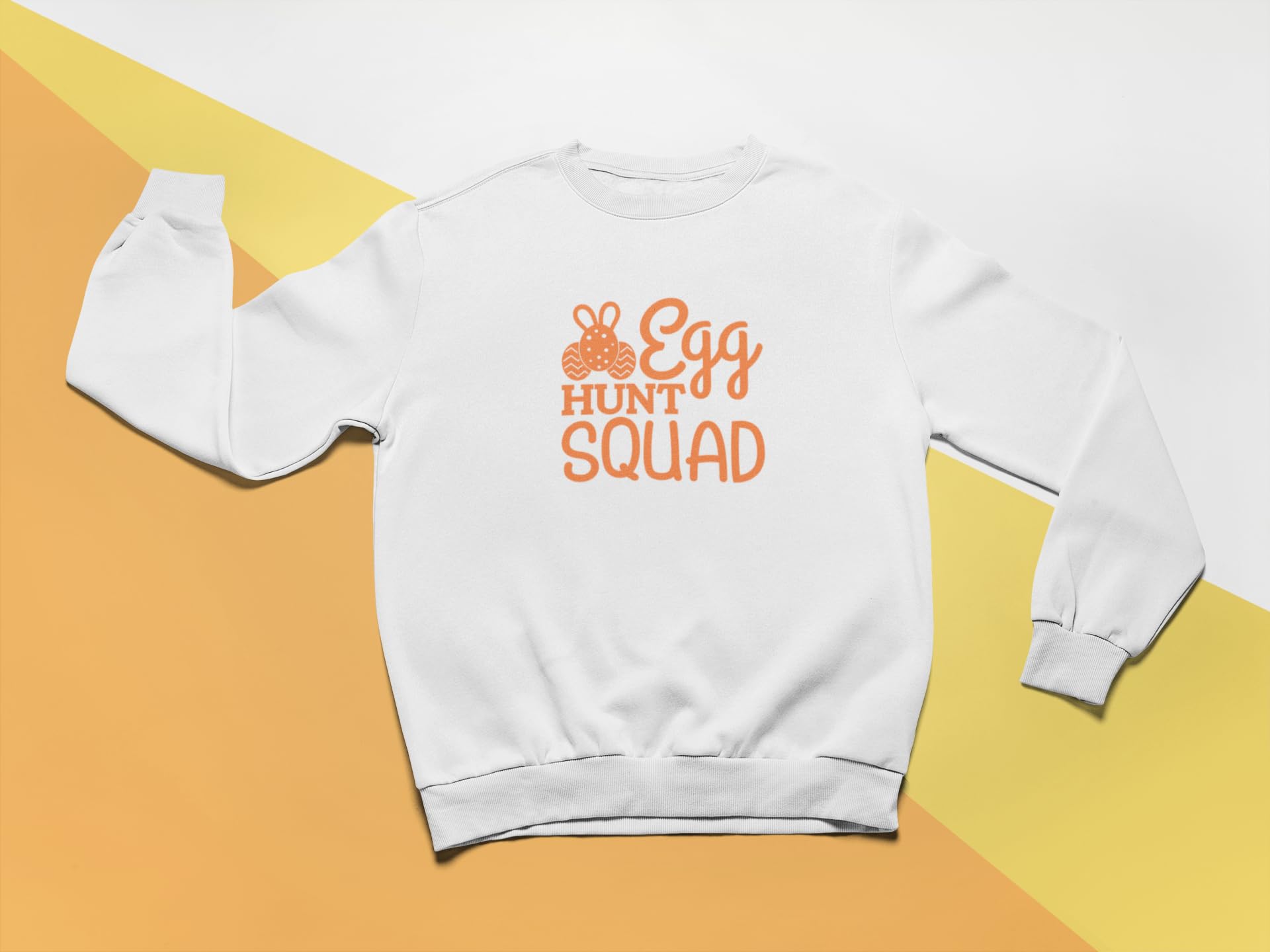 Egg Hunt Squad Iron On Decal - Easter Heat Transfer Vinyl Patch for DIY Crafts, Matching Family Shirts & Kids Easter Gifts (Black) | Perfect for Easter Party Outfits, Spring Celebrations & Family Photo Shoots