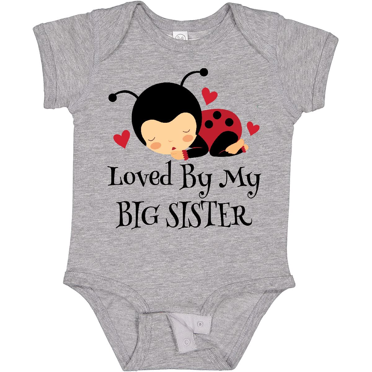 Inktastic Little Sister Ladybug Baby Bodysuit - Cute 100% Cotton Onesie for Newborn & Infant Girls - Perfect for Sibling Matching, Photo Shoots & Everyday Wear