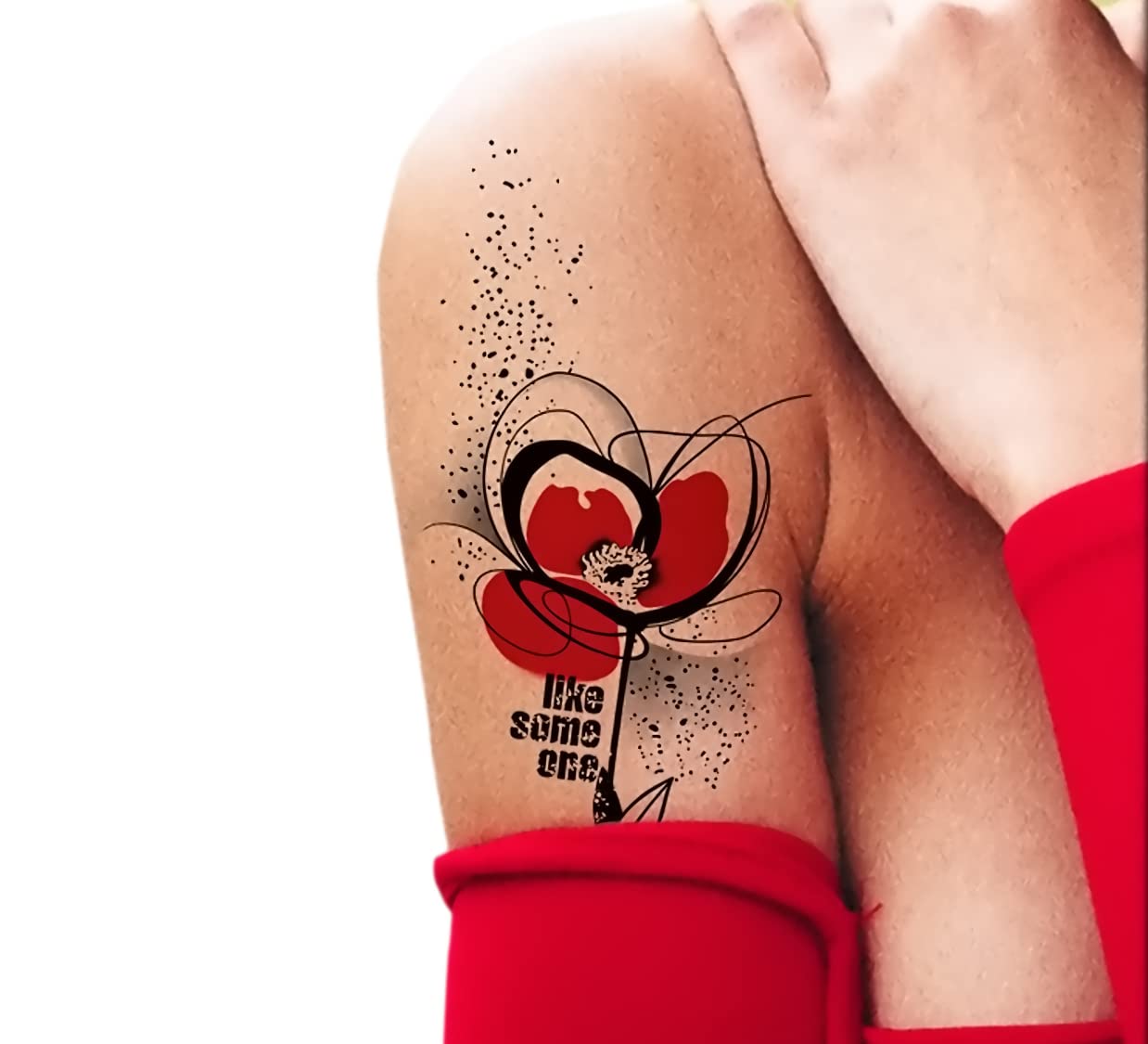 Waterproof Temporary Tattoo Stickers for Men & Women - Realistic 3D Flowers, Butterflies, Stars, Angels & Wolf Designs - Armband & Word Tattoos - 17X9.5 cm (KTH-51) - Perfect for Parties, Festivals, Cosplay & Everyday Fashion