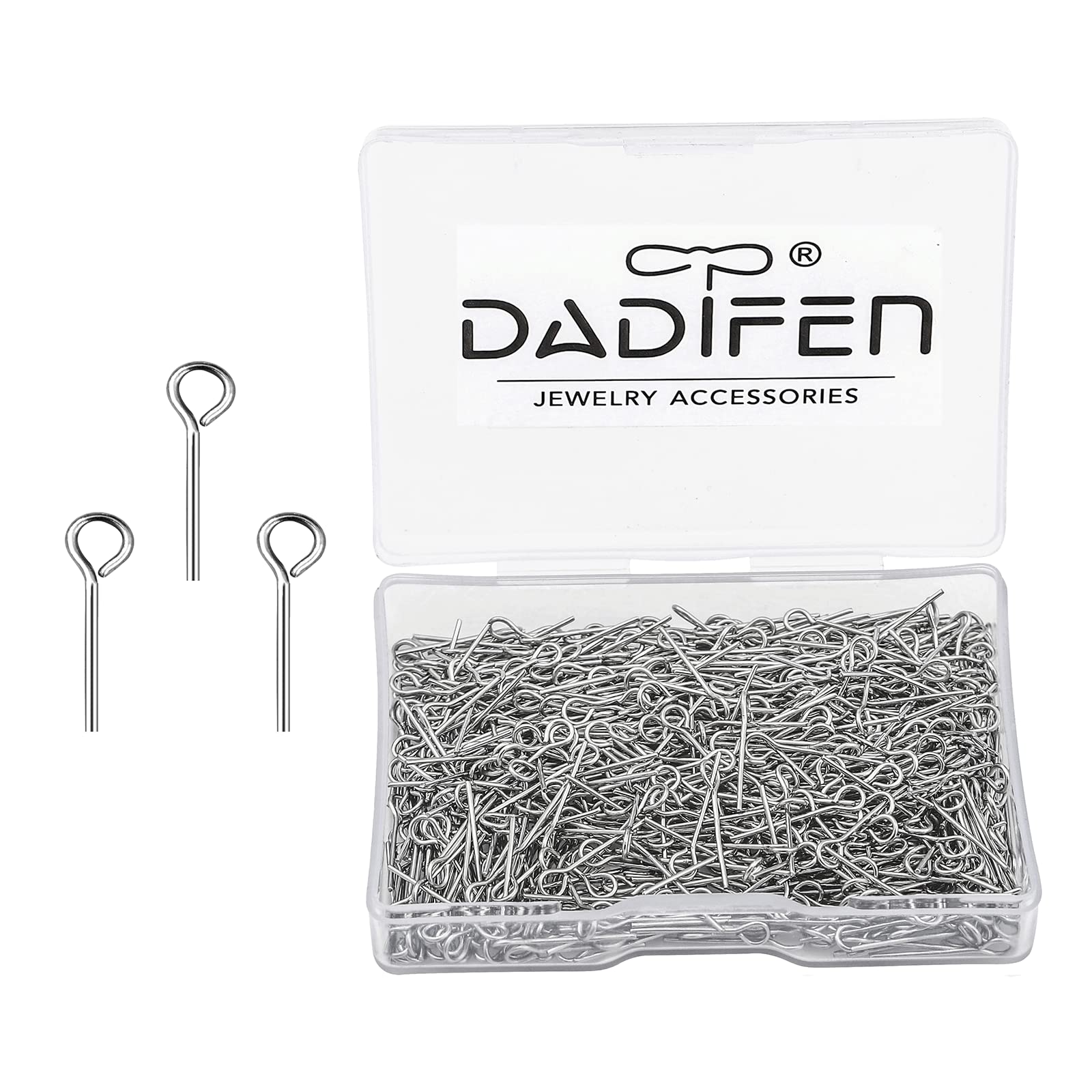 304 Stainless Steel Jewelry Eye Pins - 24 Gauge 0.6x15mm Silver Head Open Eye Pins (800pcs) - Perfect for DIY Earrings, Necklaces, Bracelets & Charms - Jewelry Making Supplies & Findings for Crafters