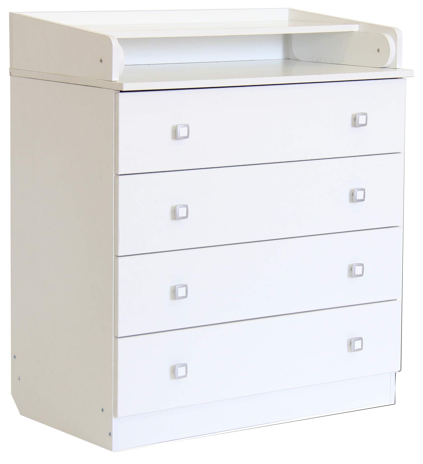 Avanti Trendstore Elly White Laminated Wood Dresser with 4 Spacious Drawers, 80.4