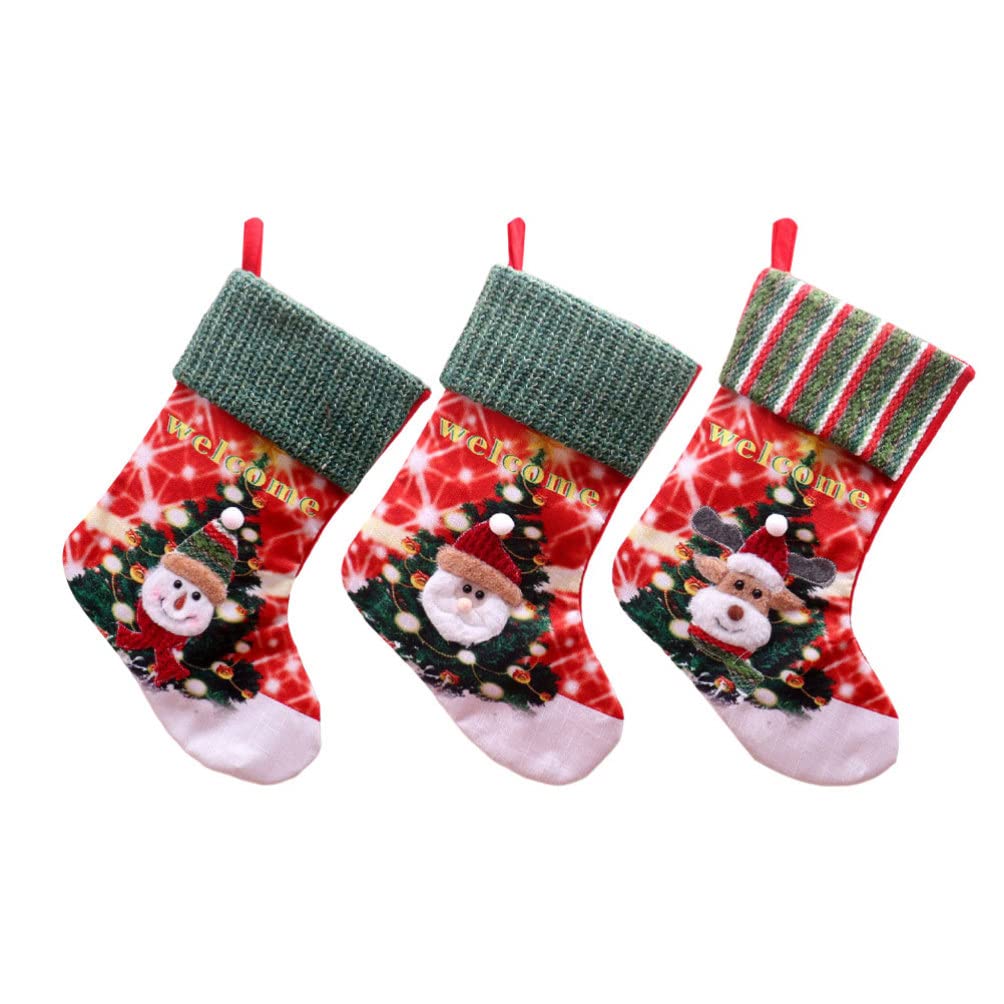 Balacoo 3-Piece LED Christmas Stockings Set - Light Up 3D Snowman, Penguin & Santa Gift Bags - Knitted Hanging Decorations for Xmas Tree, Wall, Fireplace & Window - Perfect for Holiday Night Lights, Bedroom Decor & Festive Home Decoration