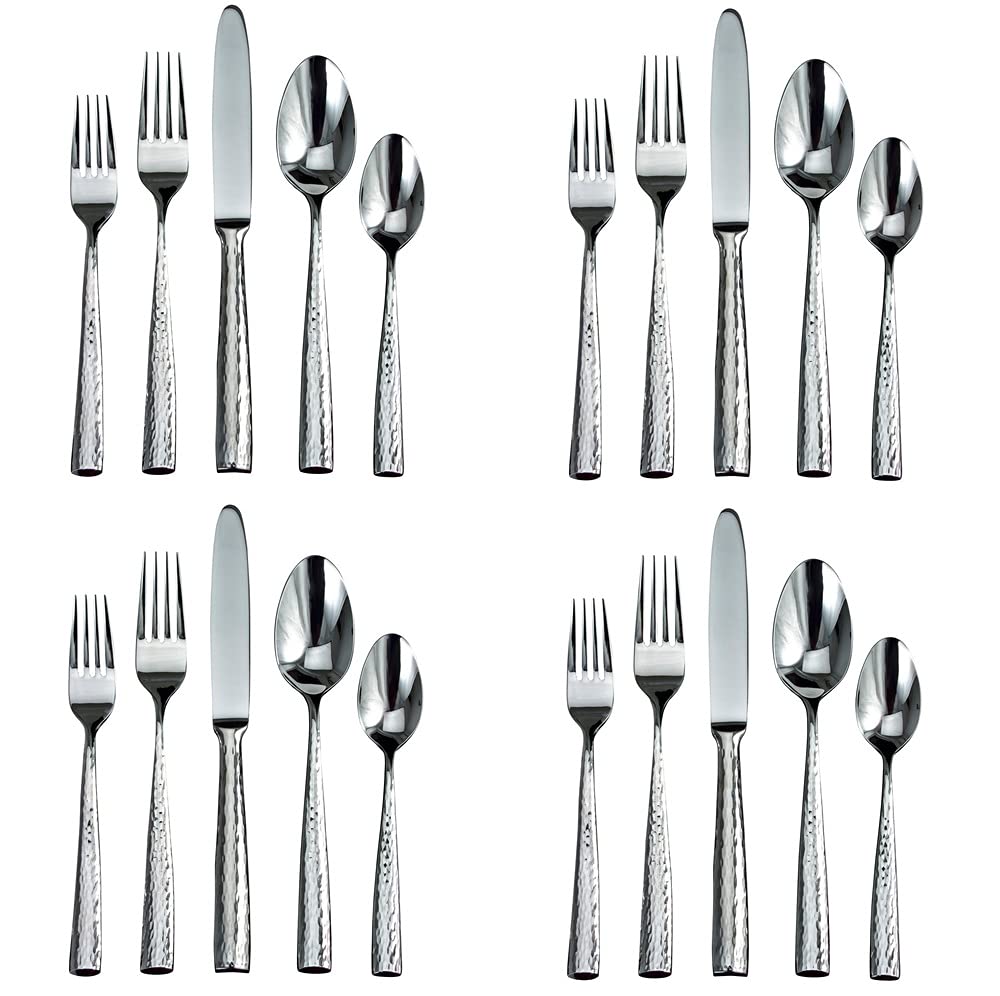 Premium Ricci Argentieri Anvil 20-Piece Stainless Steel Flatware Set - Elegant Silverware for Fine Dining, Weddings & Formal Occasions