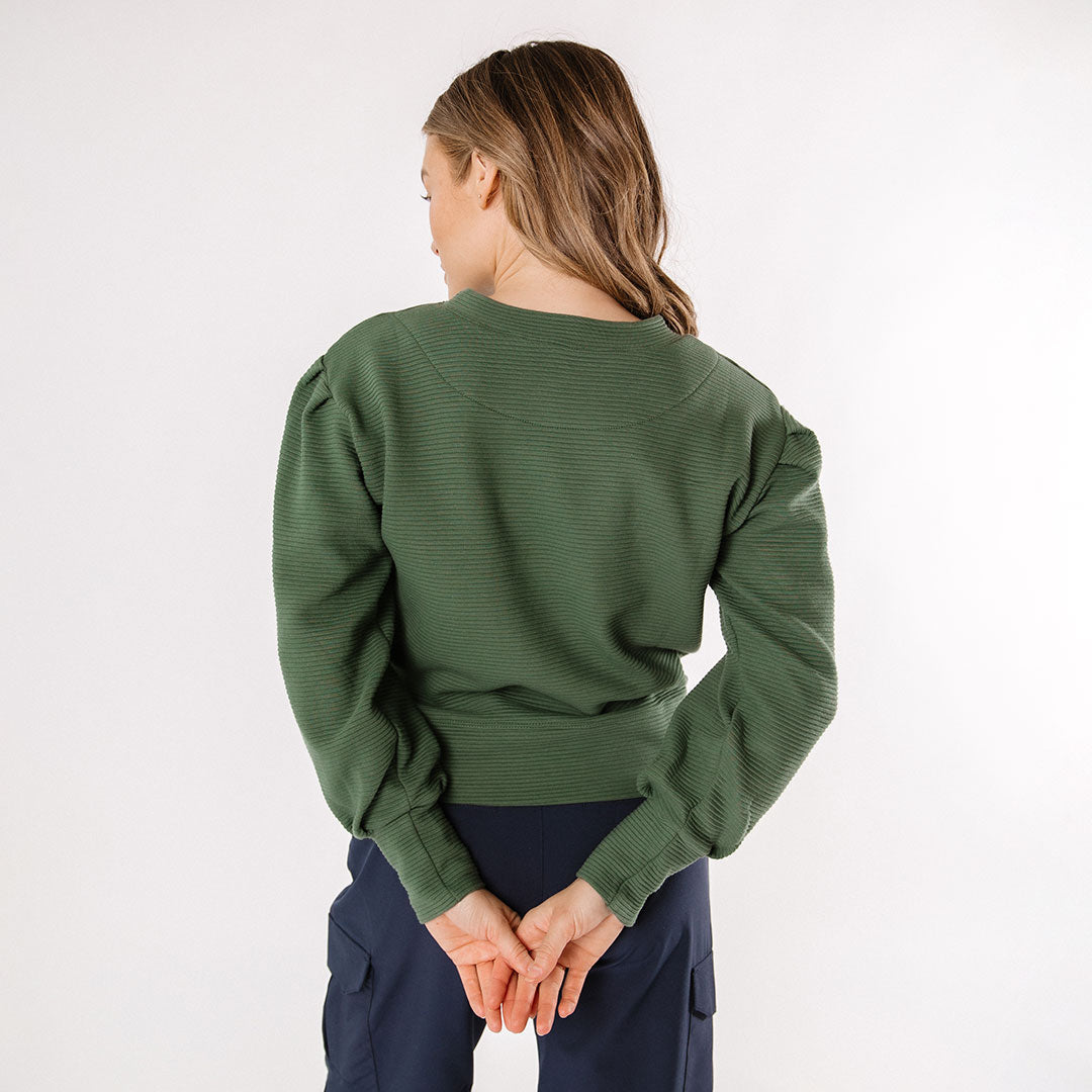 Atlas Ribbed Sweater for Women - Emerald Green Knit Pullover | Cozy Winter Fashion & Casual Outfit Essential