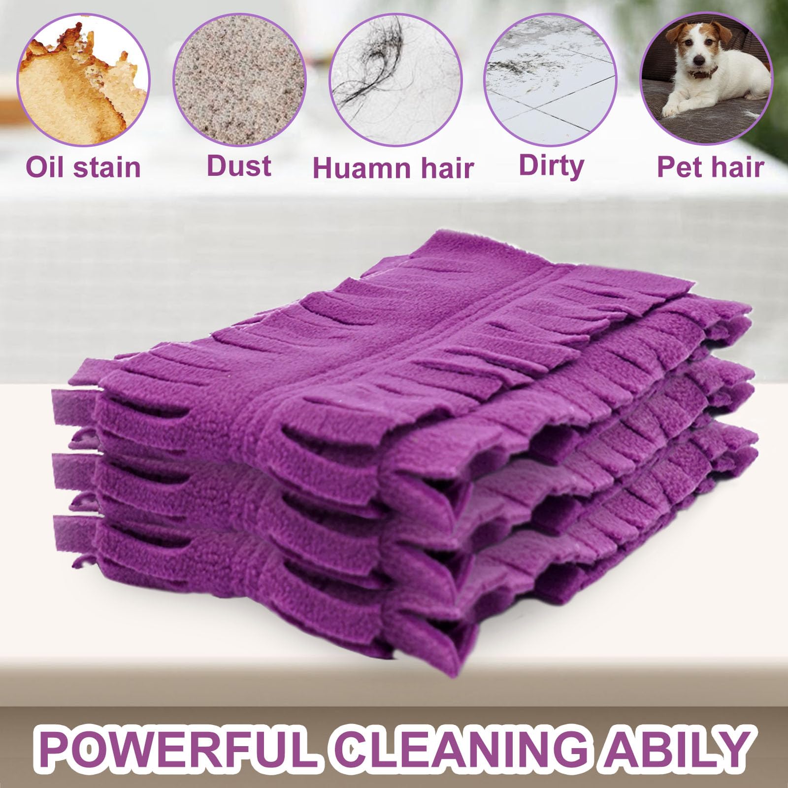12 Pack Purple PowerMop Refill Pads - Reusable Microfiber Mop Pads Replacement for Swiffer PowerMop Multi-Surface & Wood Mops | Washable & Eco-Friendly | Perfect for Hardwood Floors, Tile & Laminate Cleaning
